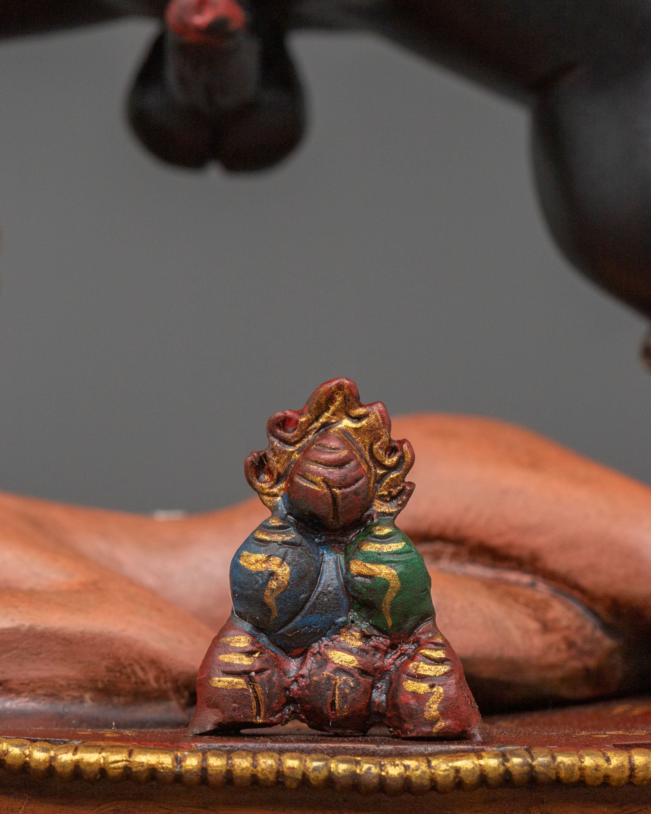 Black Dzambhala Sacred Statue: Buddhist Wealth Deity