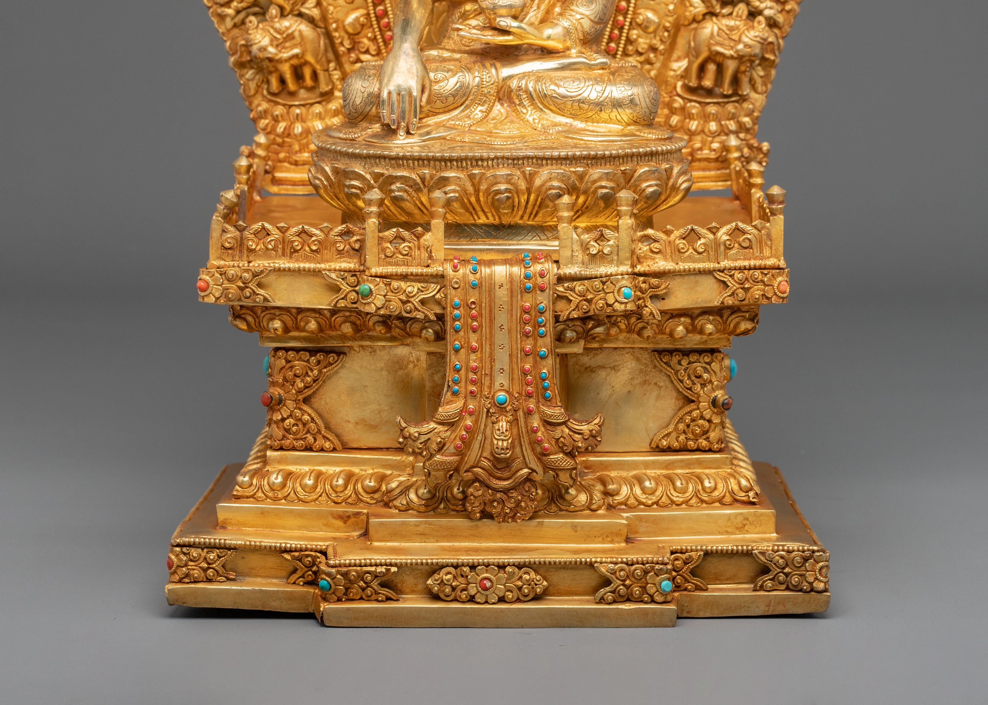 Shakyamuni Buddha Sacred Sculpture with Throne | Symbol of Wisdom Peace