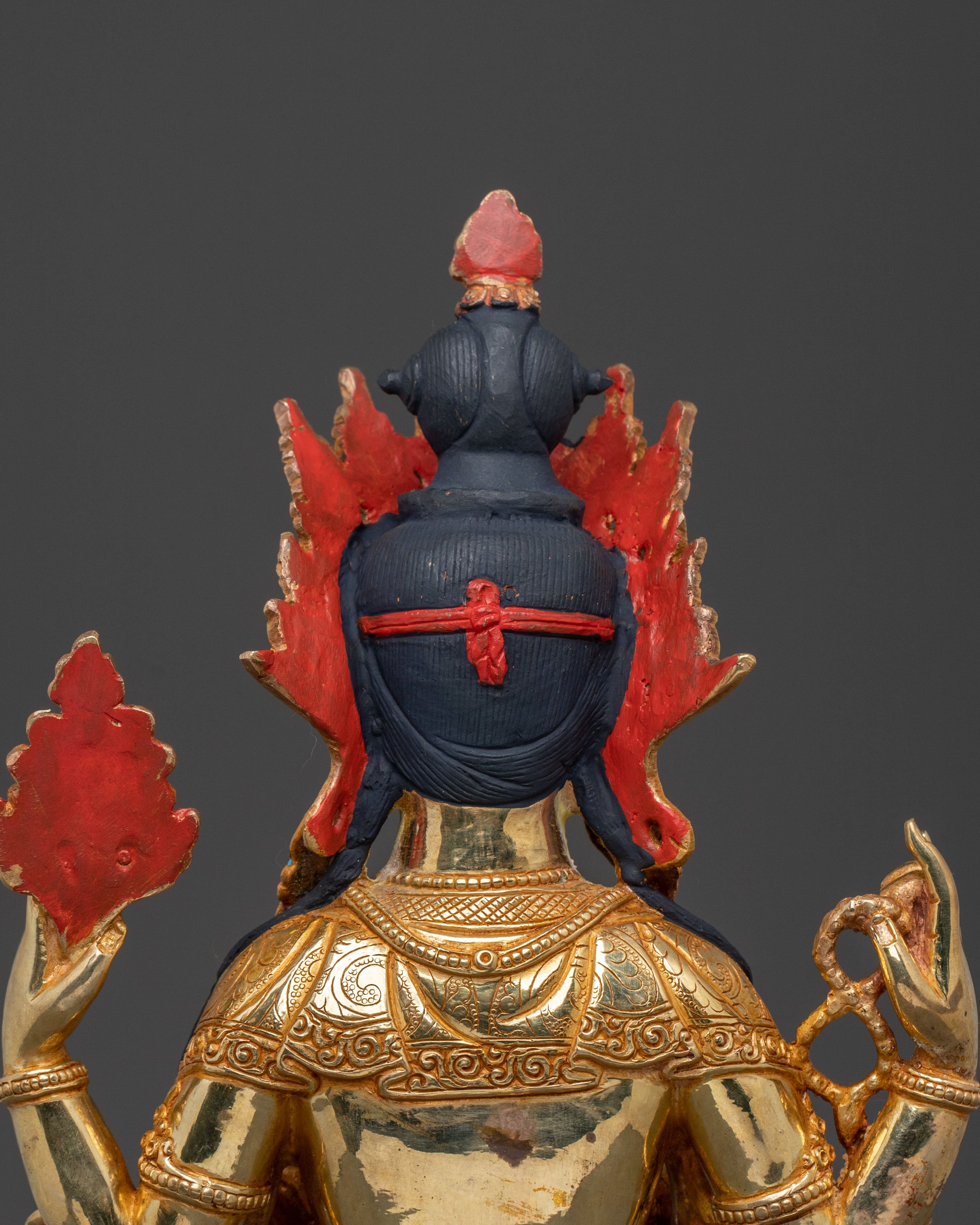 Chenrezig 24K Gold Gilded Statue: Divine Presence