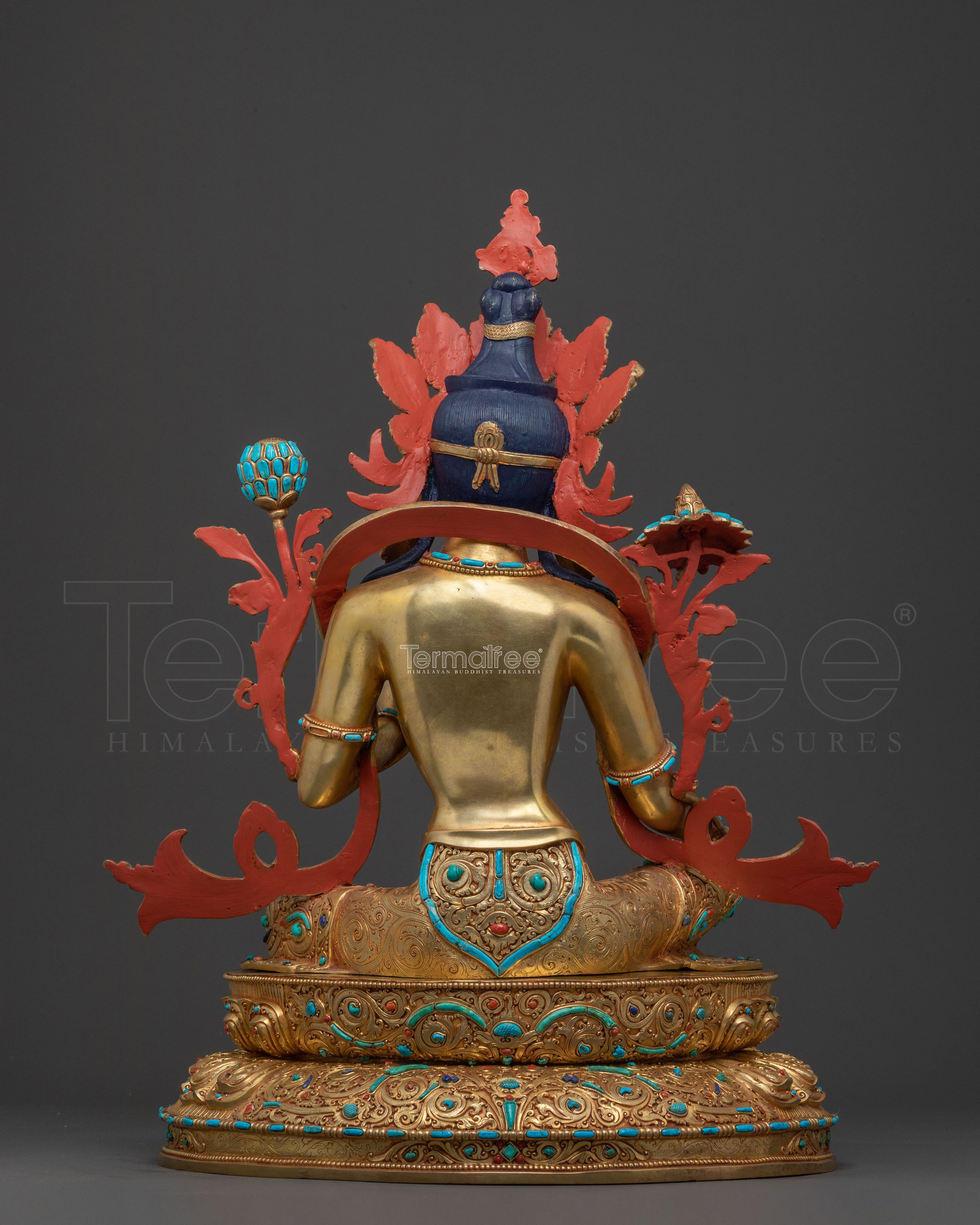 Handcrafted Green Tara Statue | 24K Gold Gilded