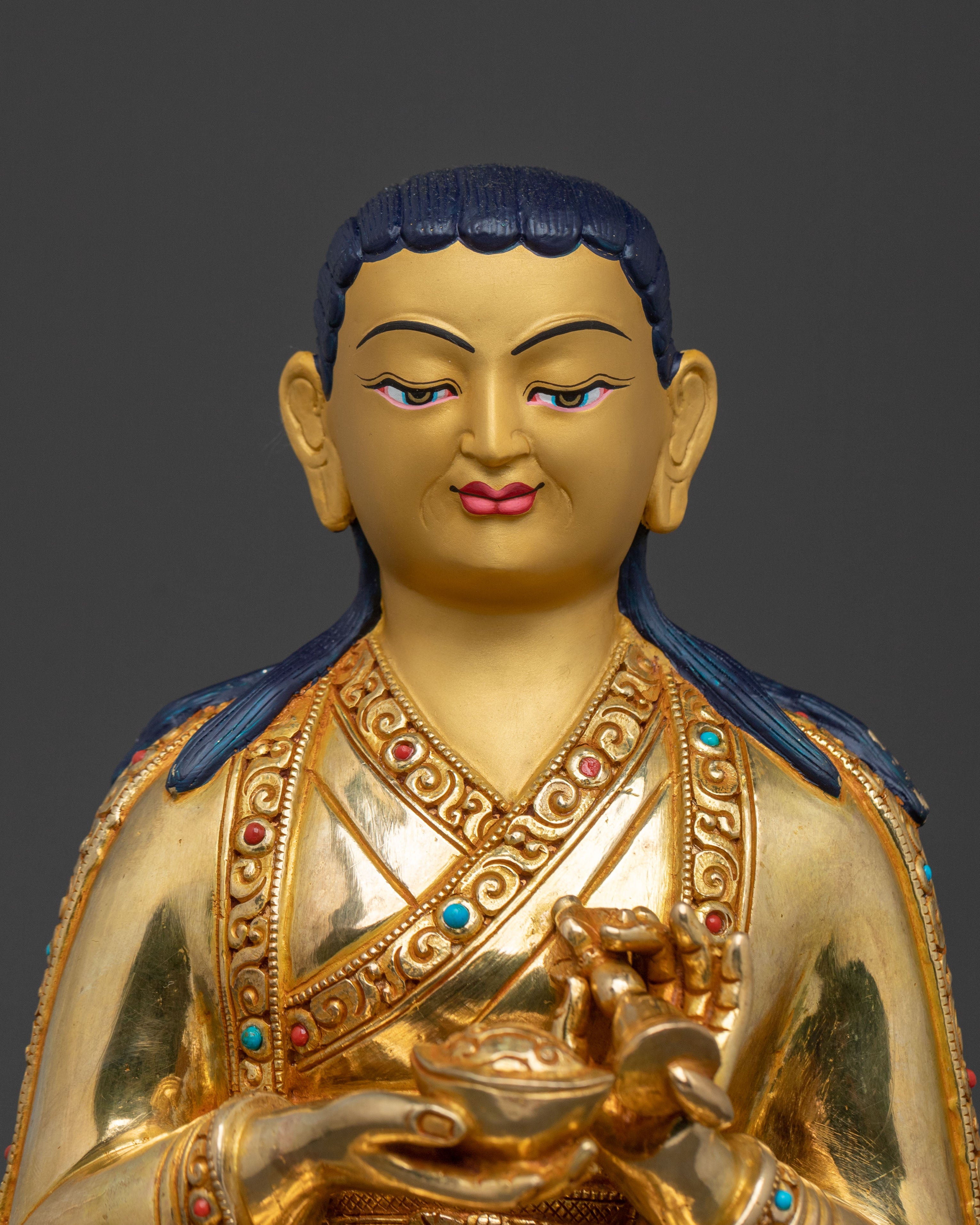 Shakya Master: 24K Gold Gilded Enlightenment Statue Set