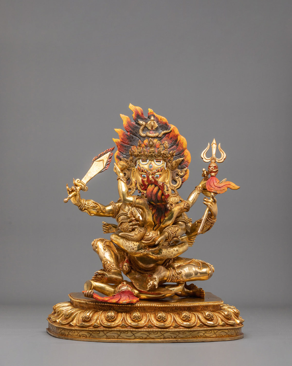 Chaturbhuja Mahakala Copper Sculpture