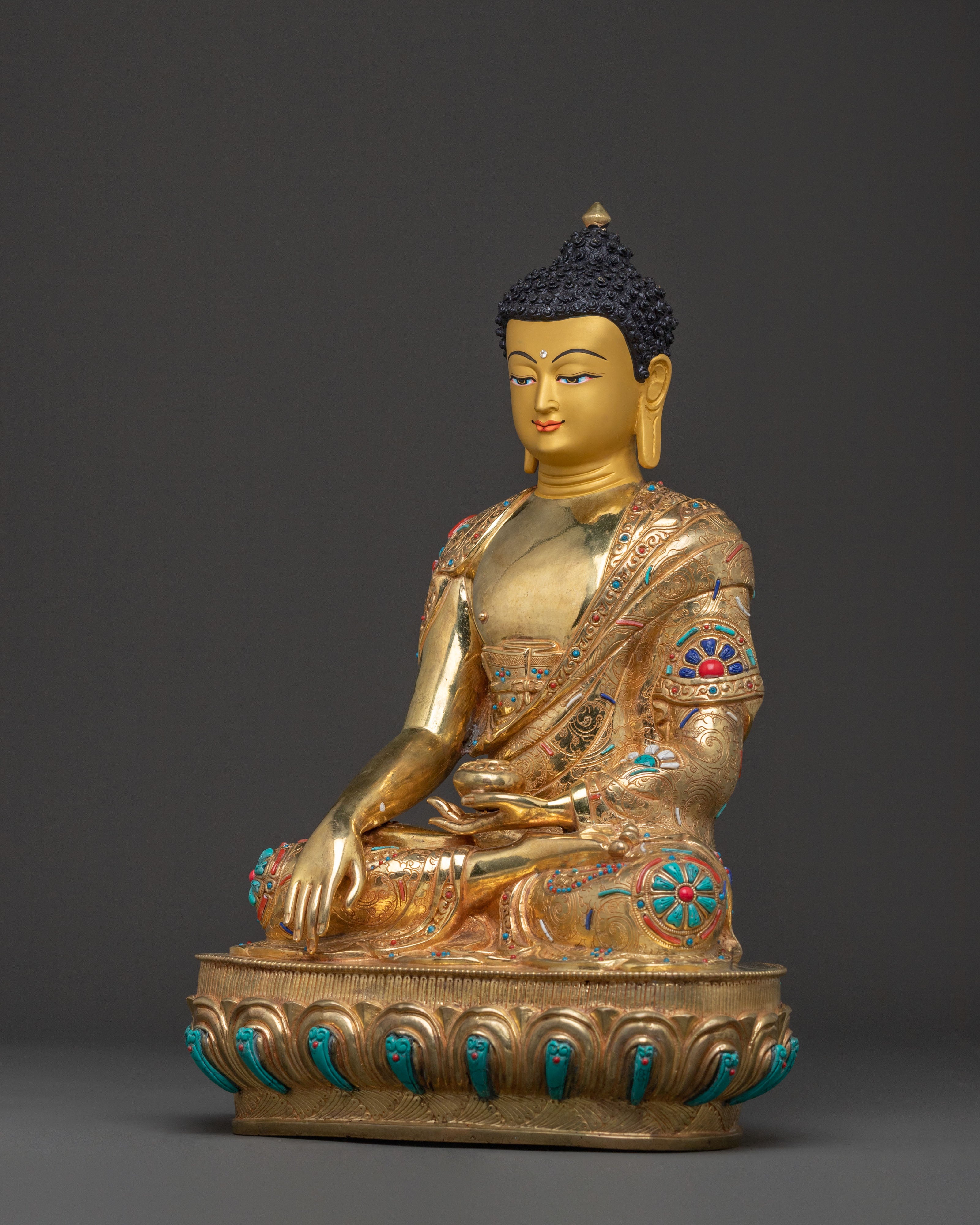 Shakyamuni Buddha: 24k Gold Gilded Figurine