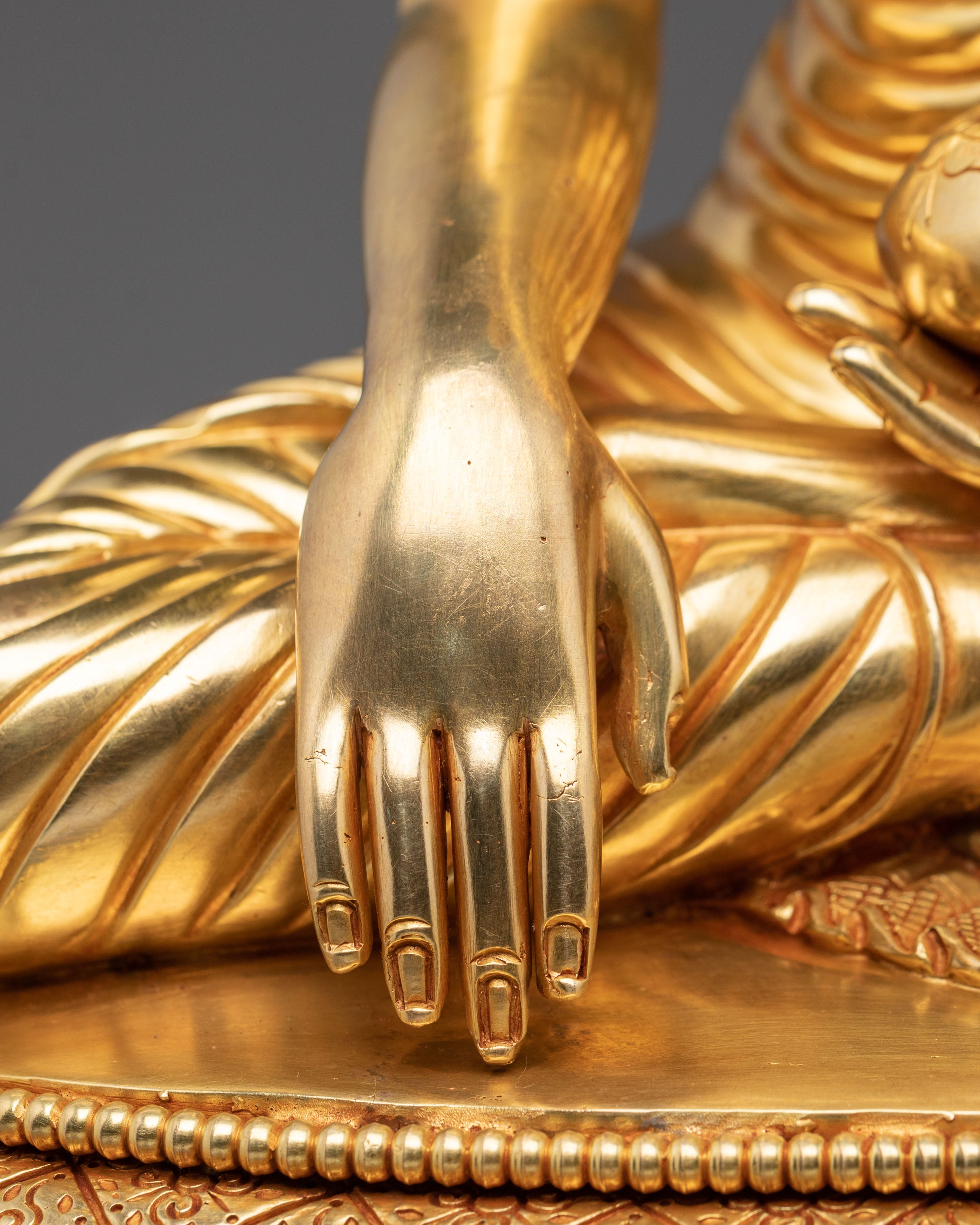 Gautama Buddha 24K Gold Gilded Sculpture: Divine Serenity