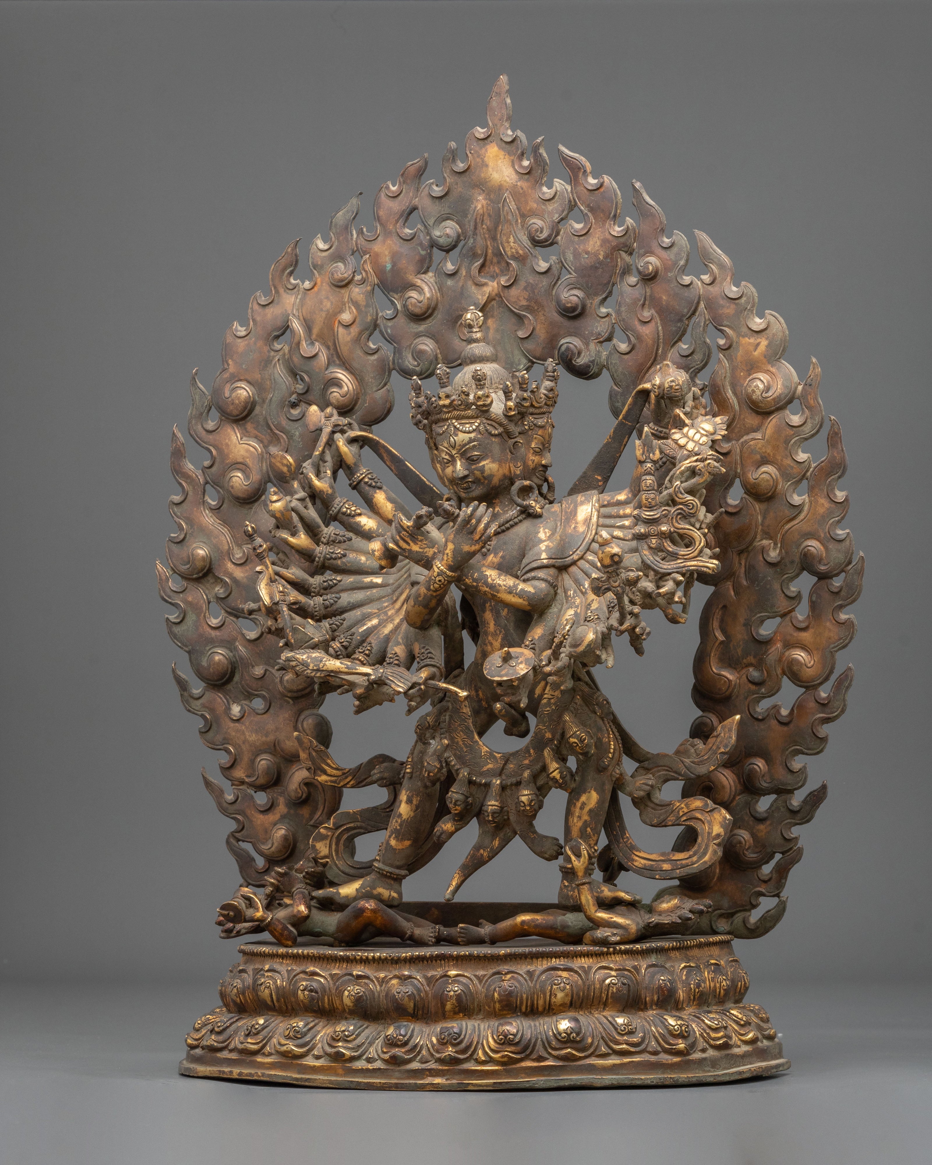 Kalachakra Sacred Statue | Antique Finish Copper Vajrayana Sculpture