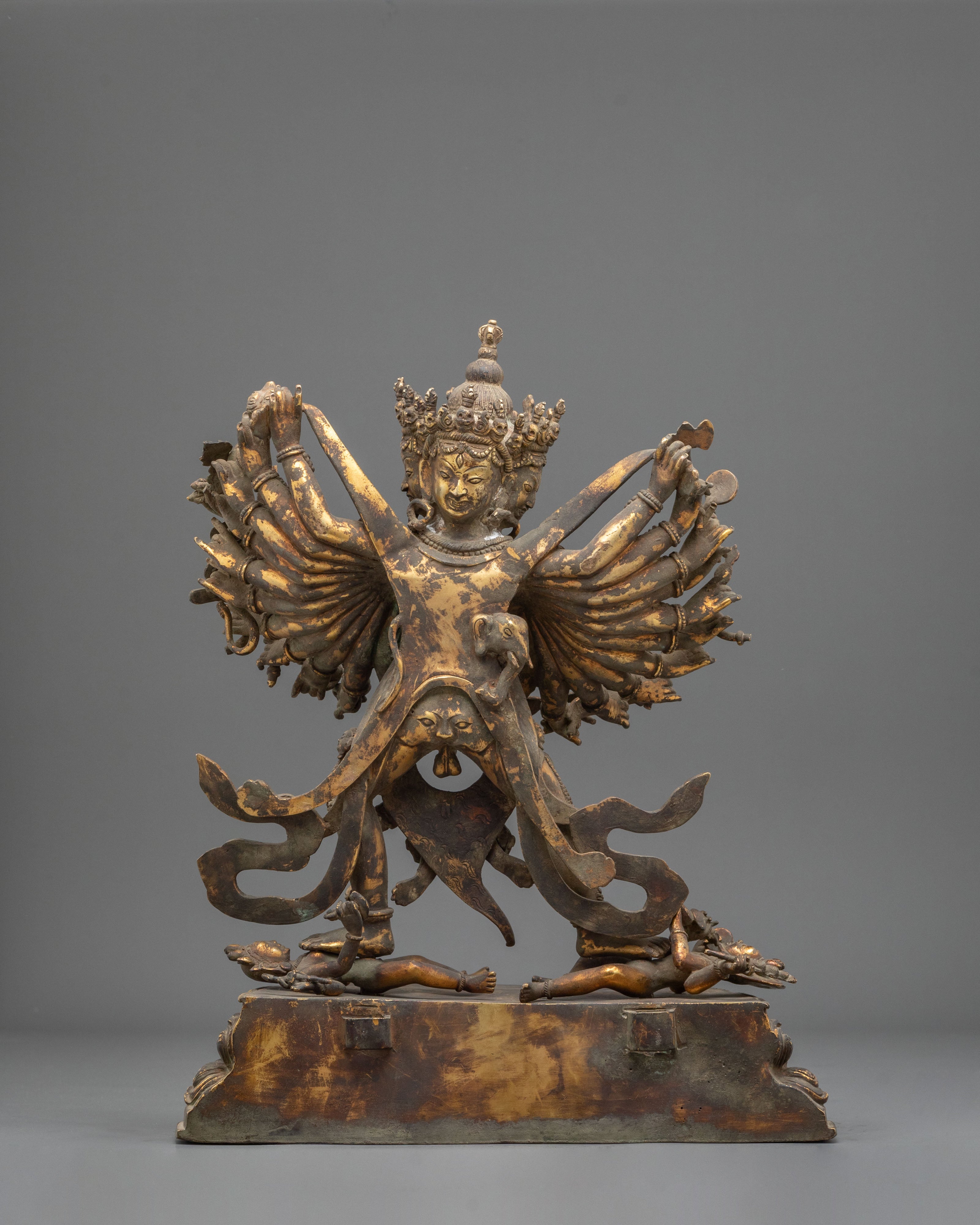Kalachakra Sacred Statue | Antique Finish Copper Vajrayana Sculpture