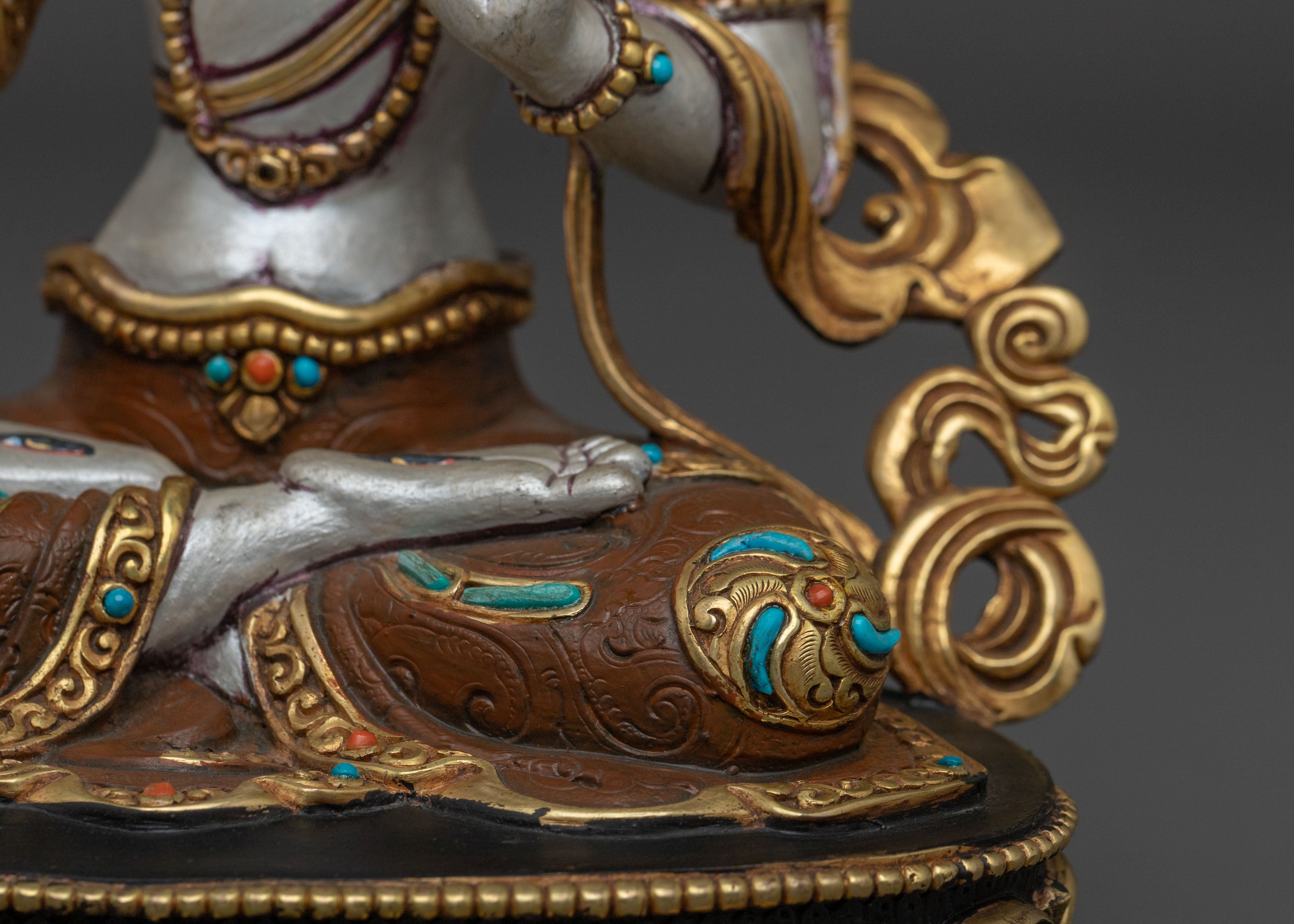Authentic Tibetan White Tara Sculpture | Home Decor
