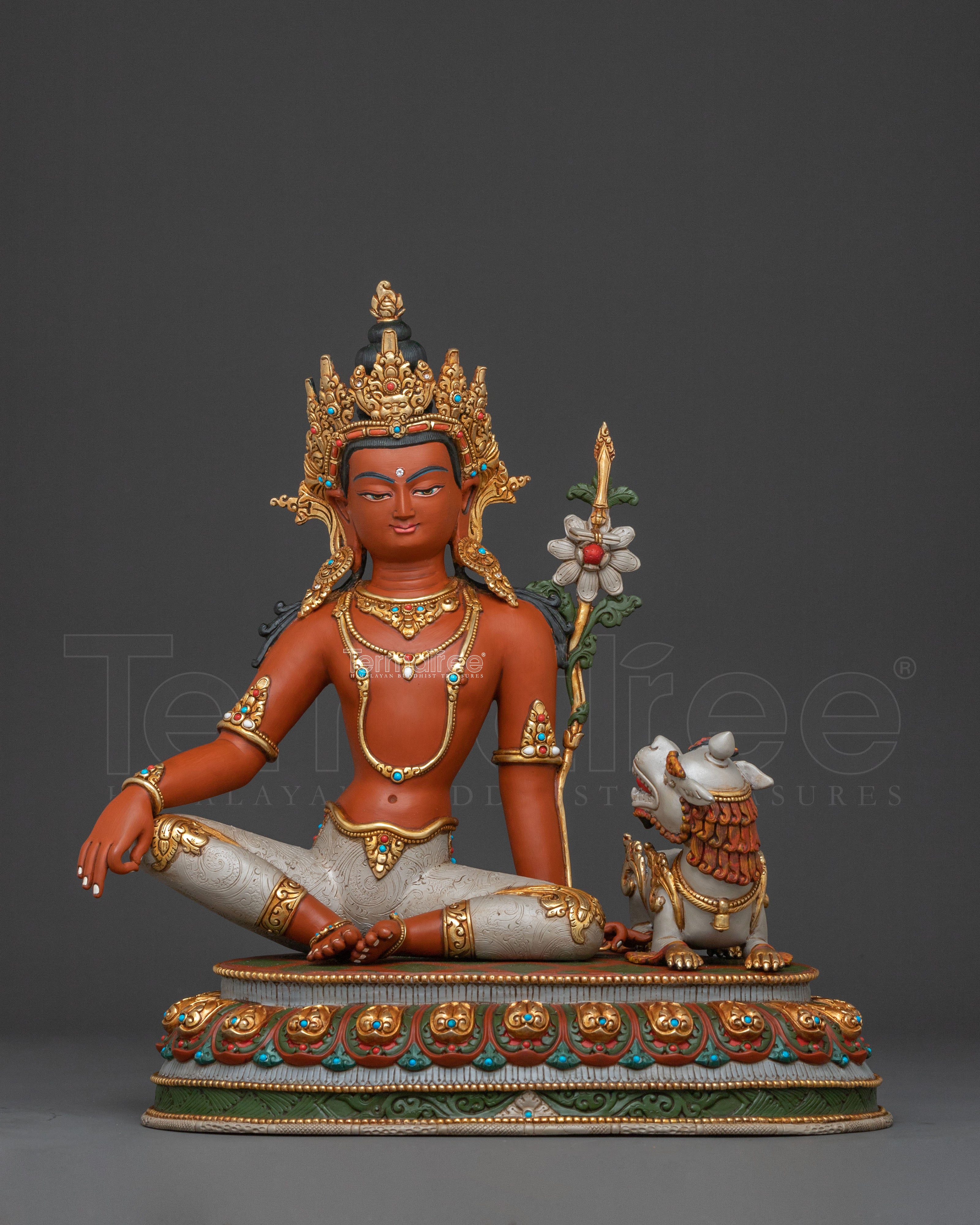 Majestic Wisdom Deity Simhanada Manjushri Statue