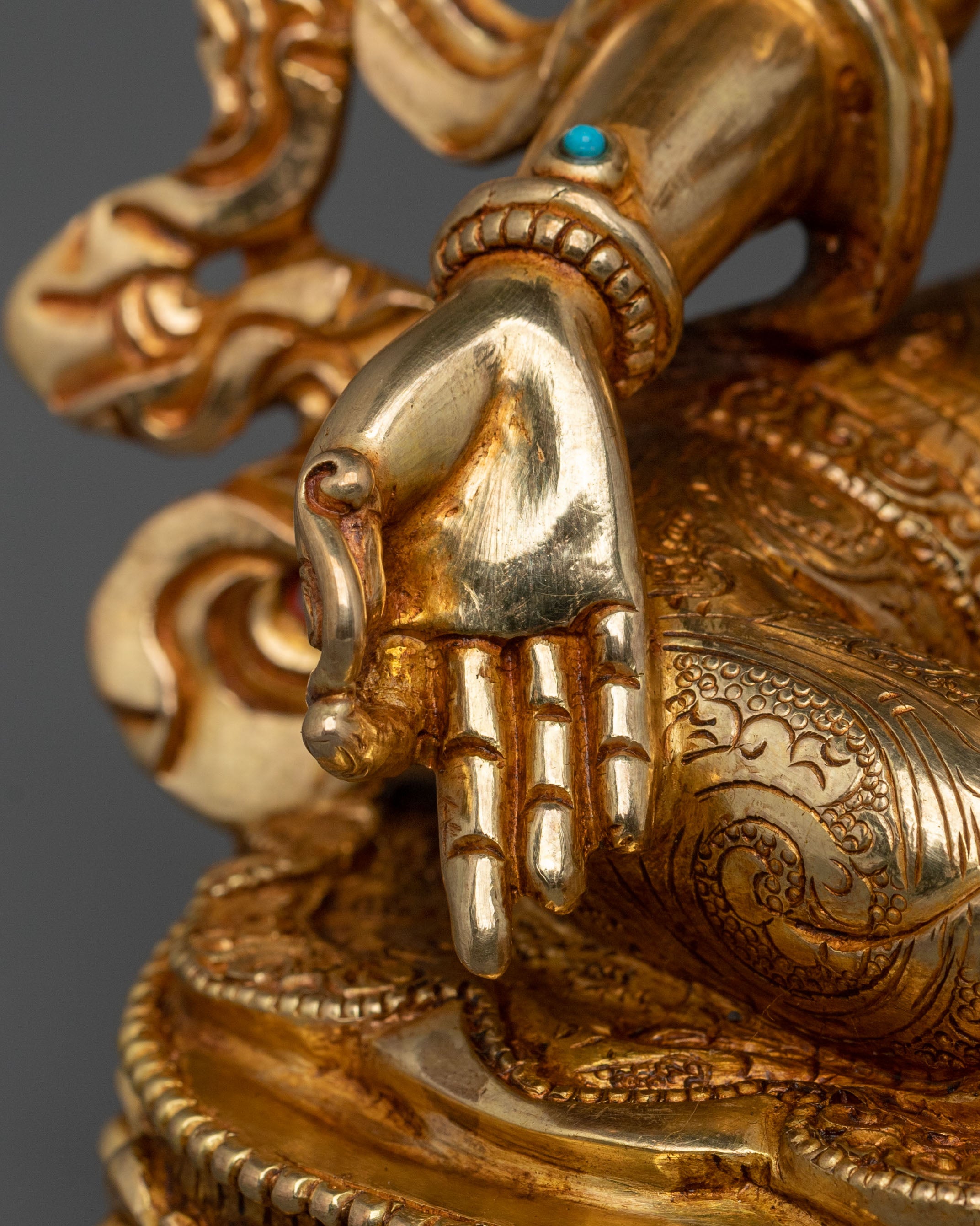 Green Tara Statue | Handcrafted 24K Gold Gilded