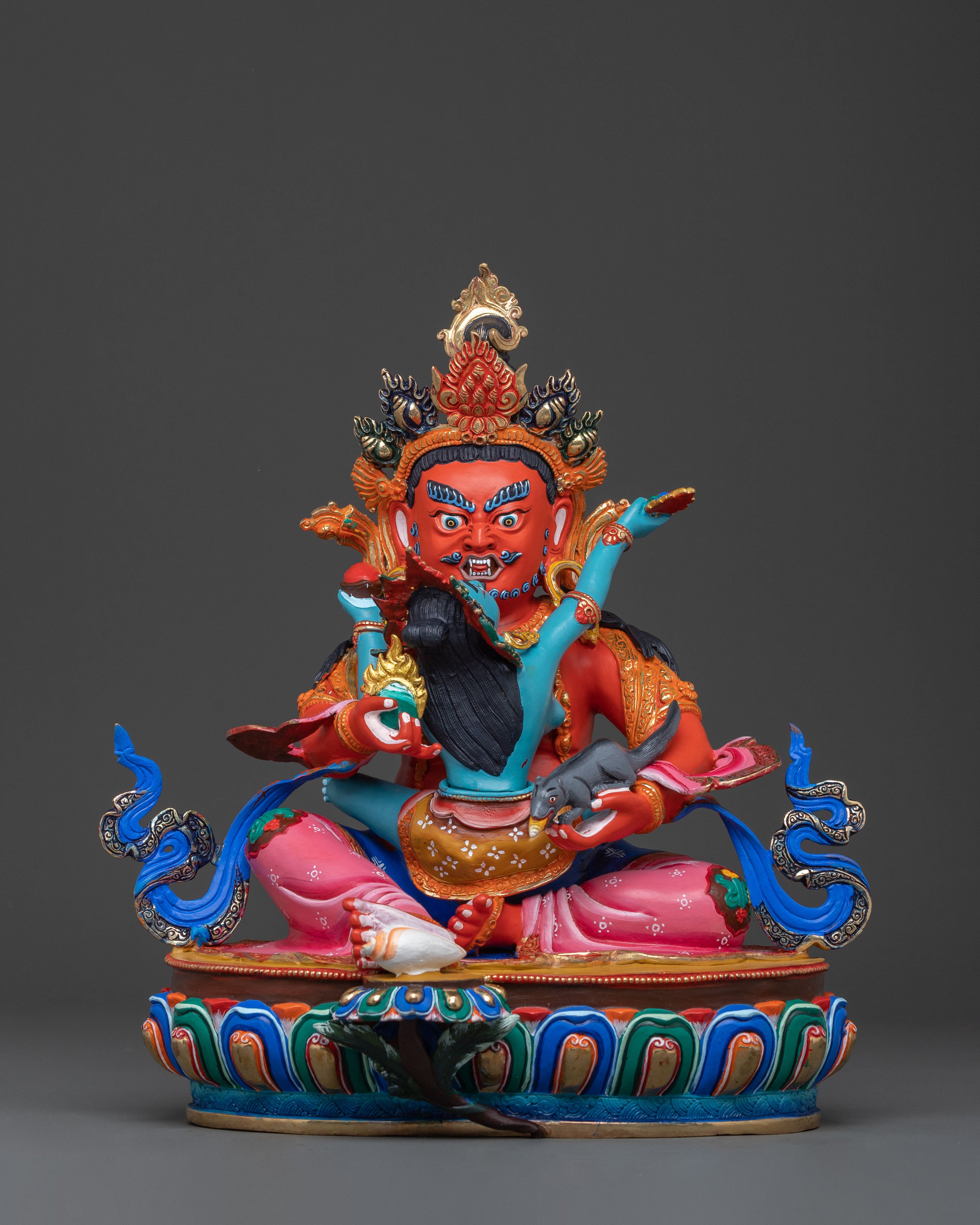 Red Dzambhala Sacred Idol | Buddhist Deity of Wealth and Abundance