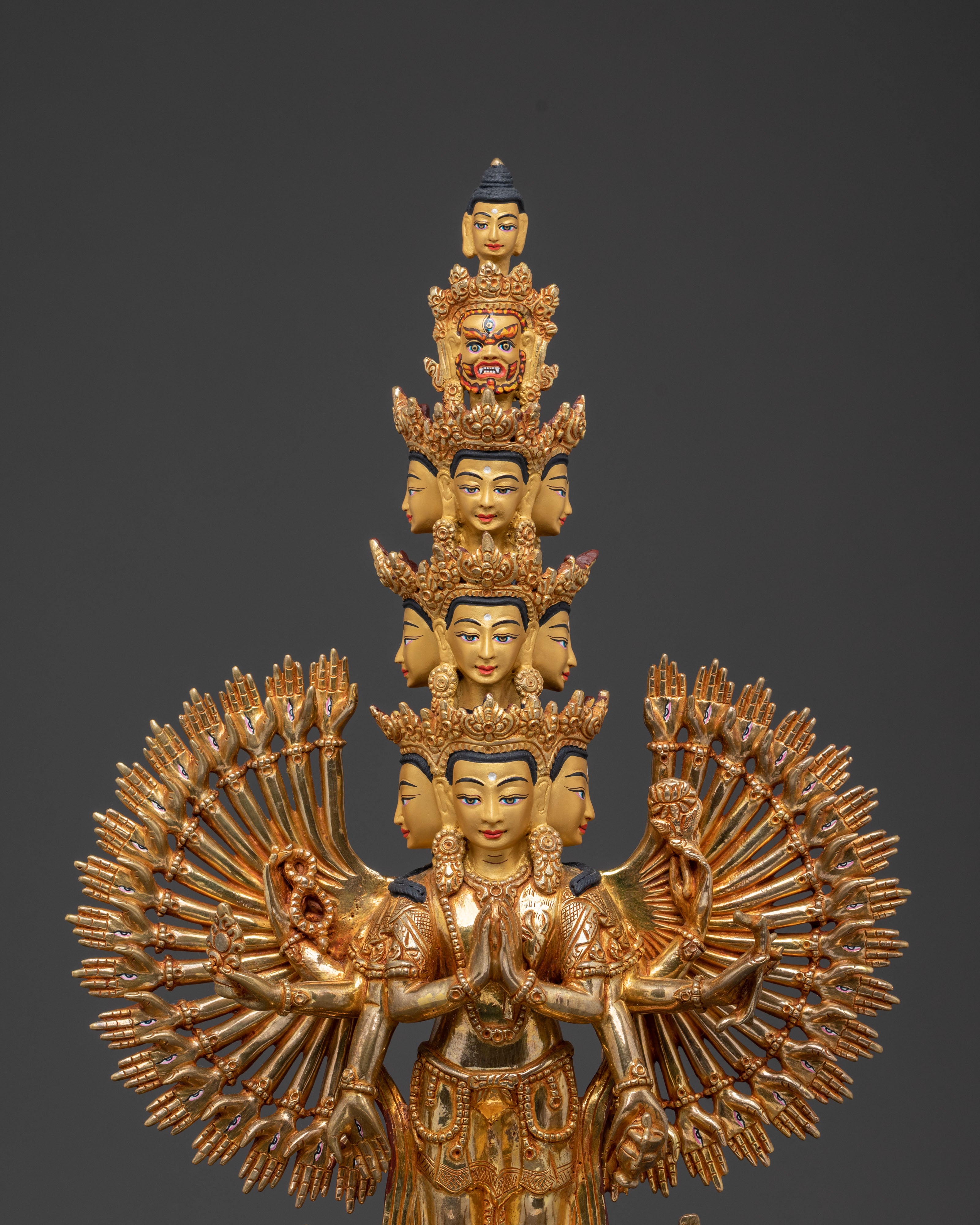 1000 Armed Chenrezig Tibetan Statue | 24k Gold Glided