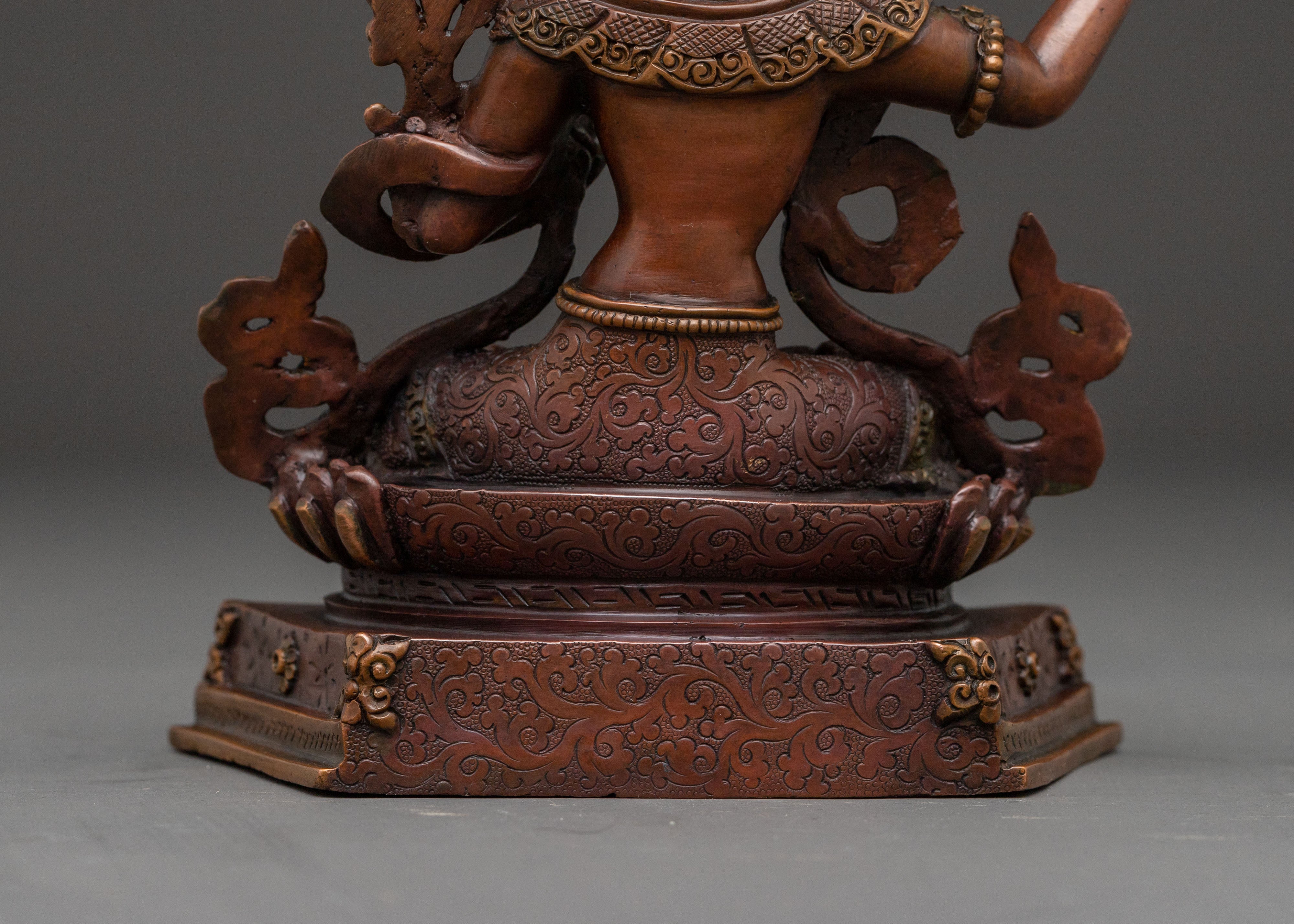 Tibetan Manjushri Handcrafted Statue - Oxidized Copper Statue