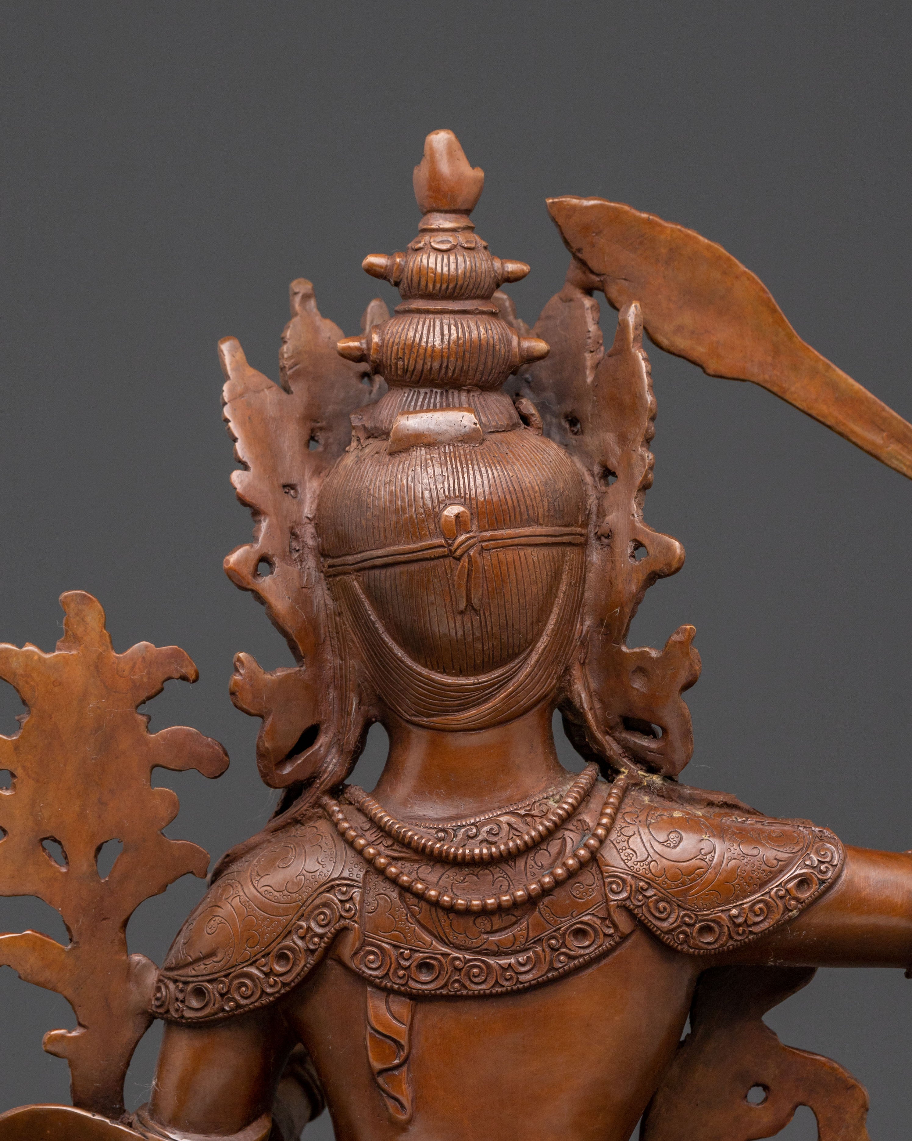 Manjushri Bodhisattva Statue for Altar - Oxidized Copper Finish