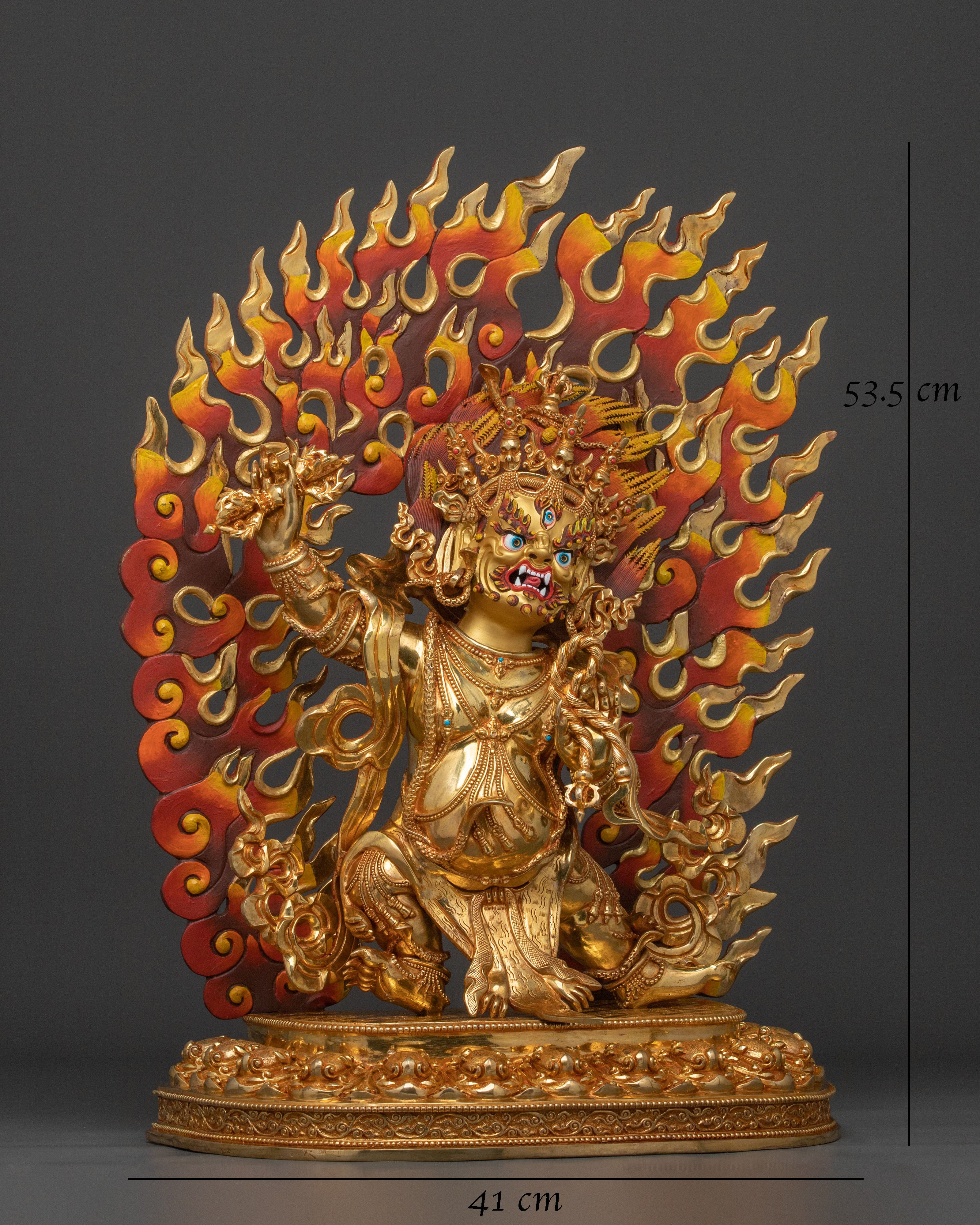 Radiant 24K Gold Gilded Wrathful Vajrapani Buddhist Sculpture
