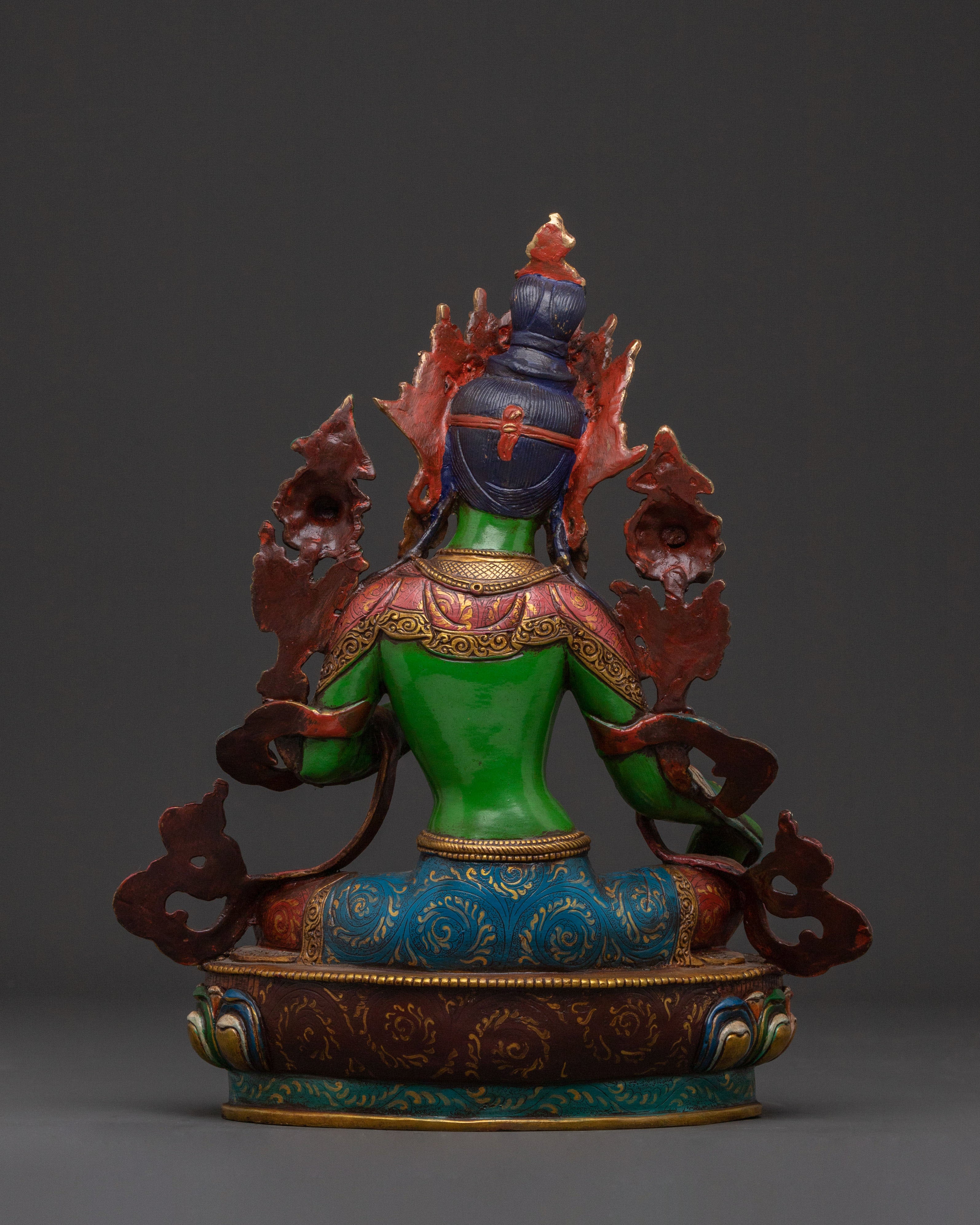 Handcrafted Green Tara Compassion Statue for Altar