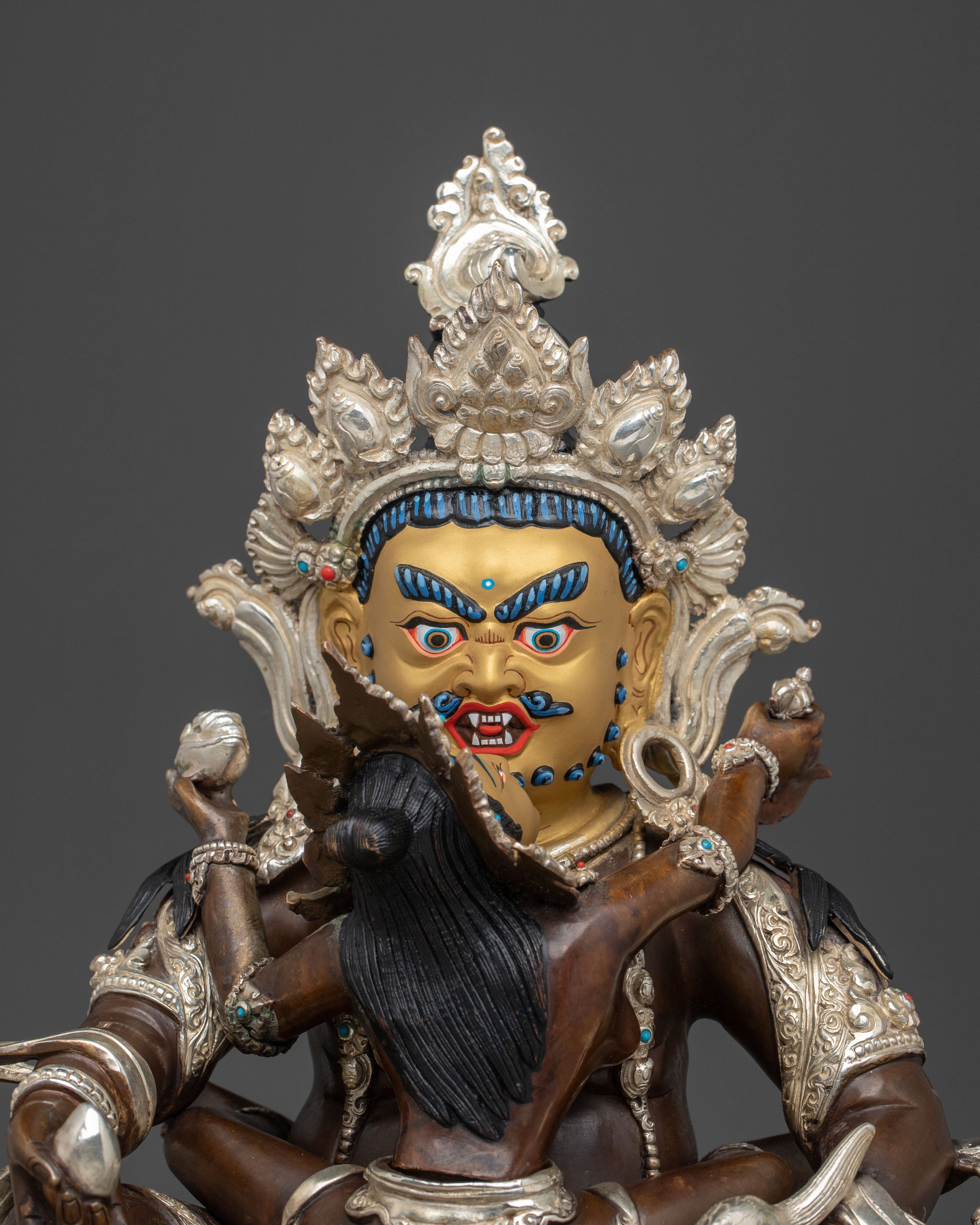 Handmade Green Dzambhala Statue | Altar Home Decor