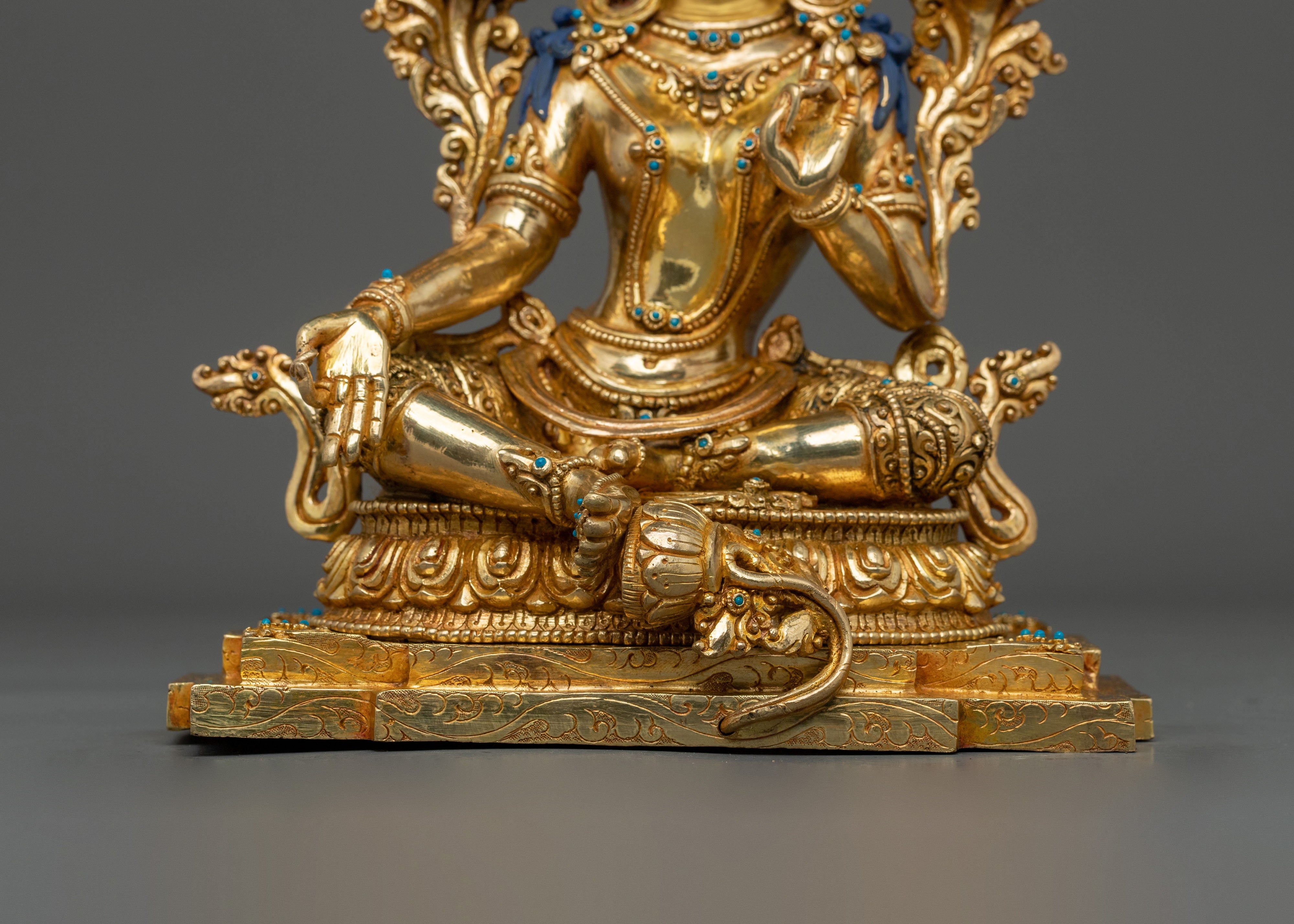 Green Tara  Healing Figurine | 24K Gold Glided