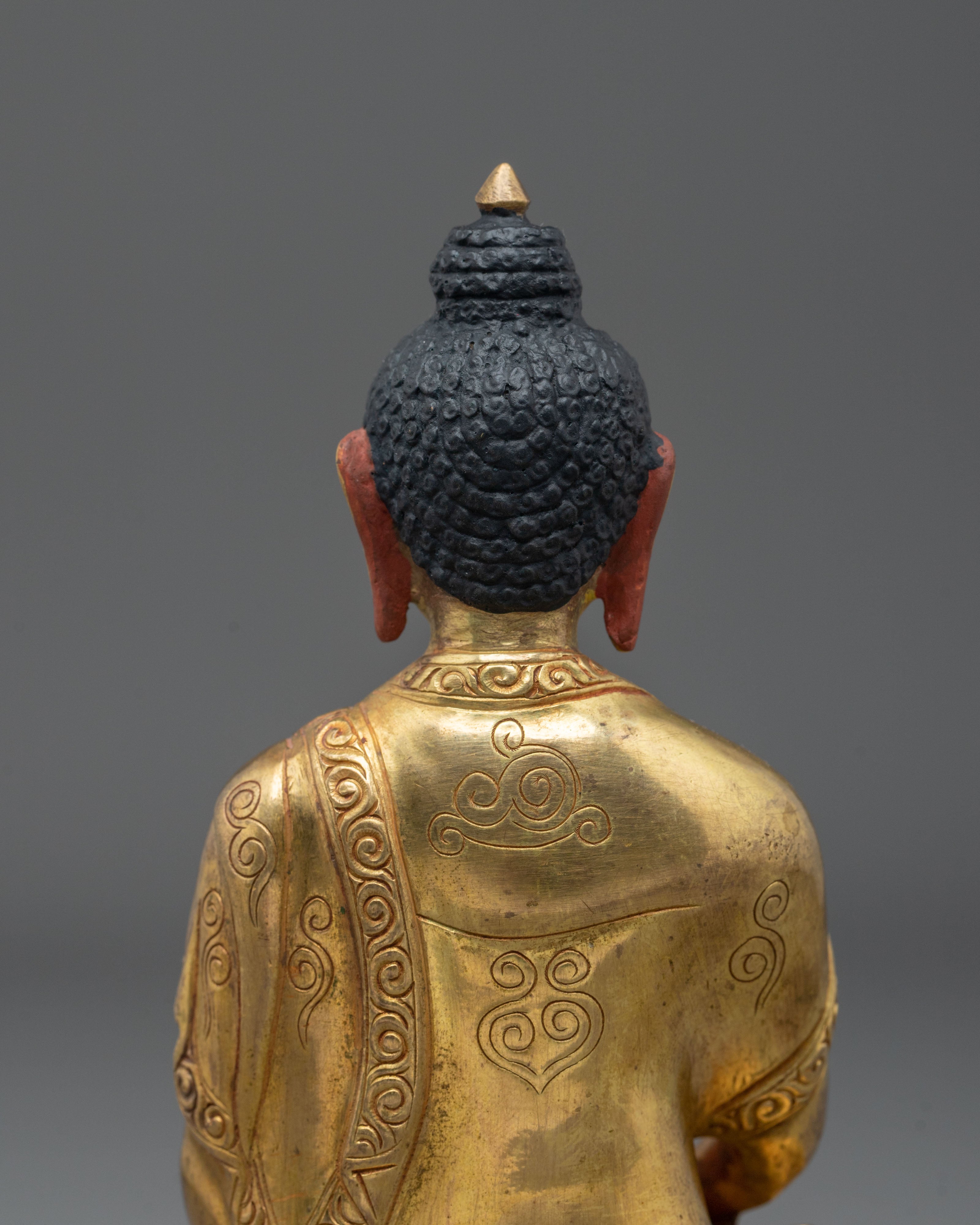 Hand-Carved Amitabha Buddha Statue | Serene & Gold Gilded