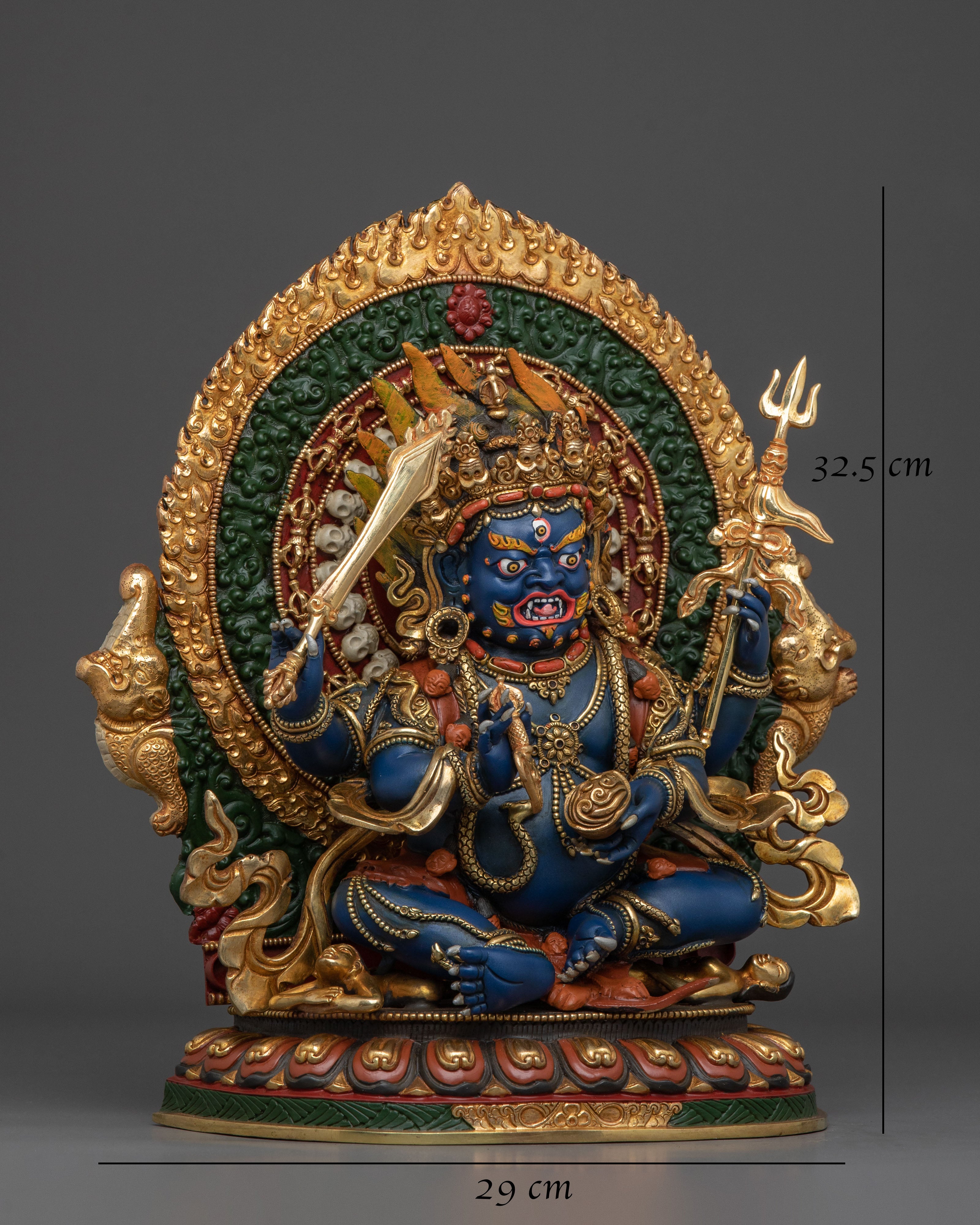 Handcrafted Four Armed Mahakala Statue | Himalayan Buddhist Protector