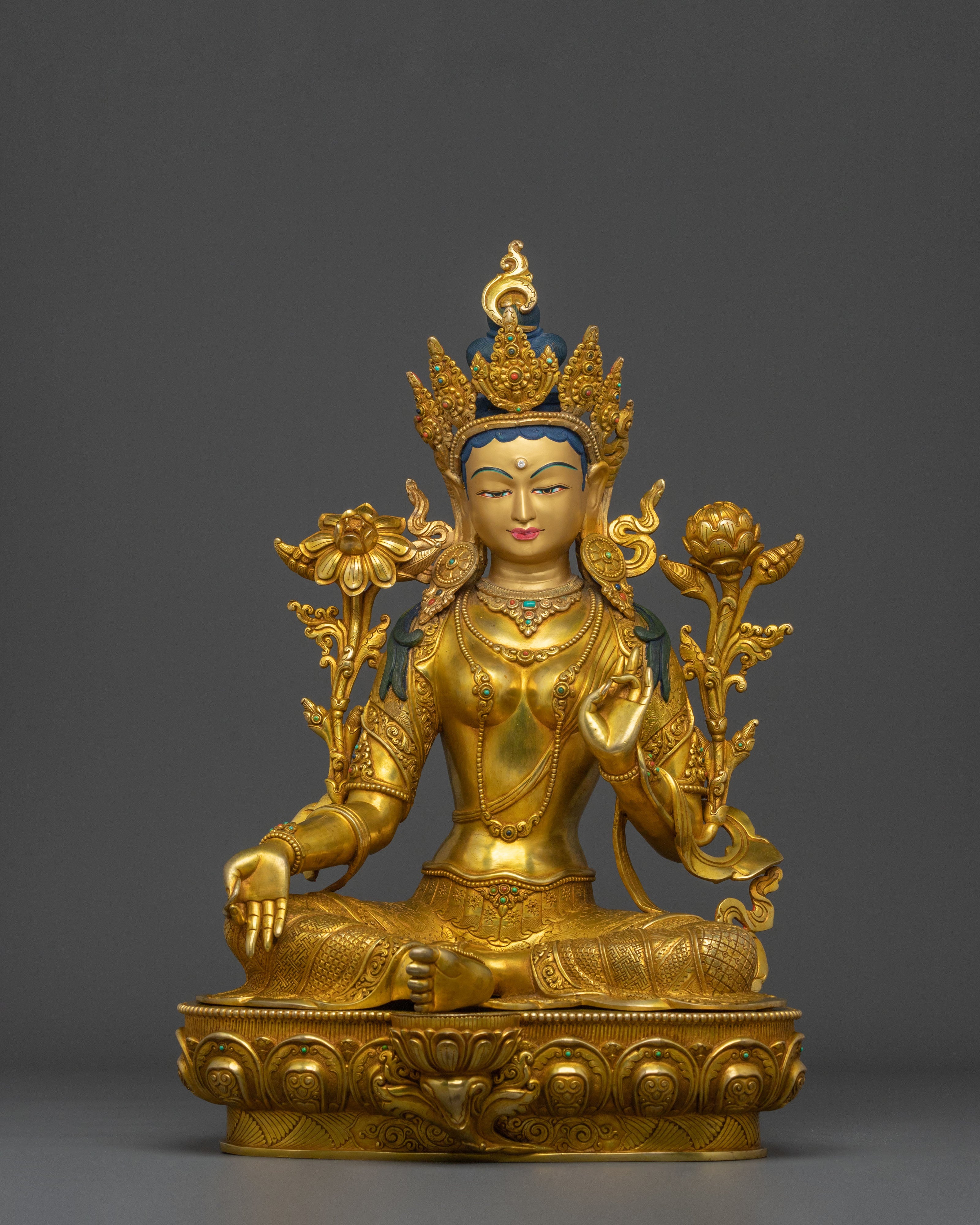 Guardian Green Tara Himalayan Statue | Sacred Meditation Altar Decor