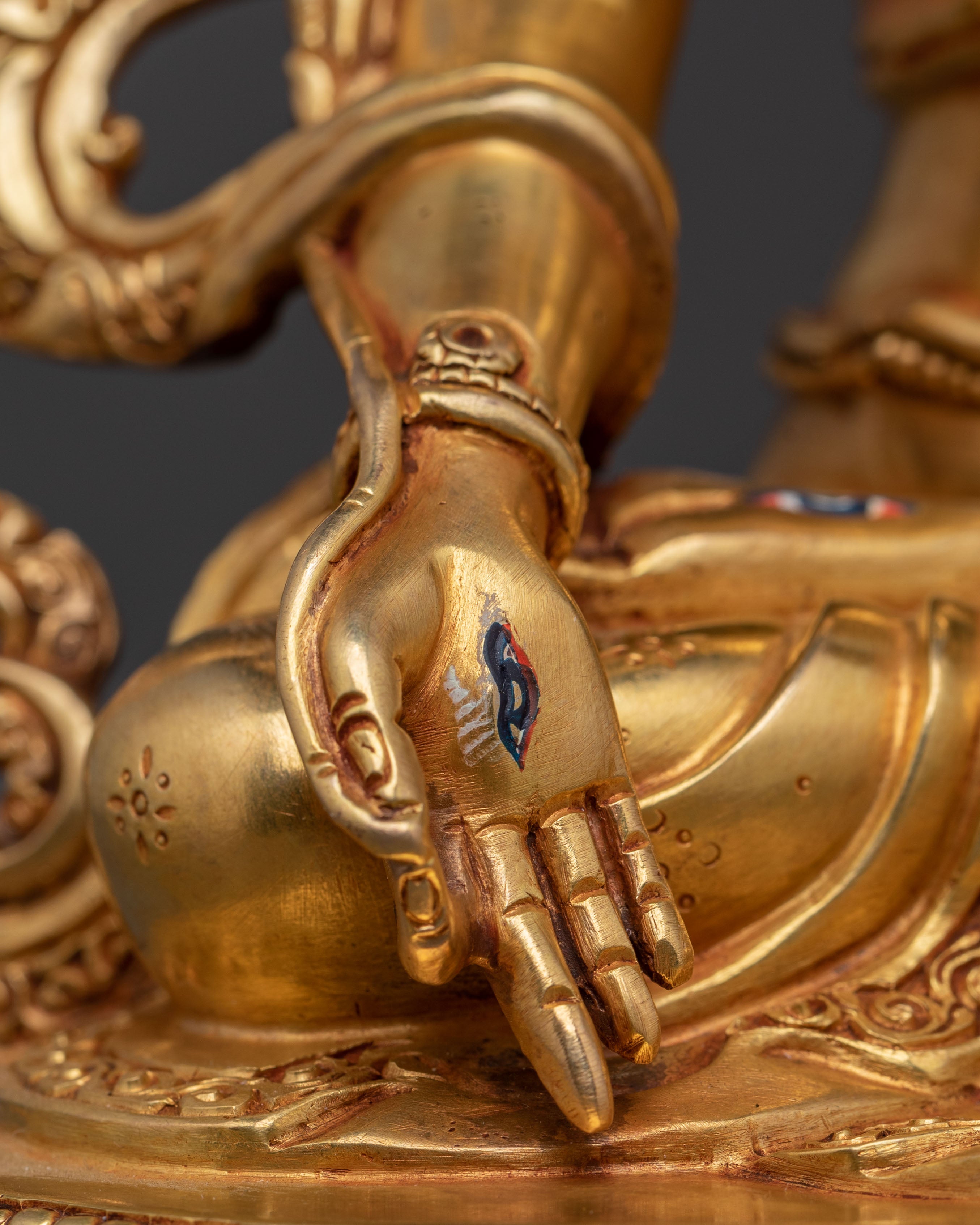 Handcrafted White Tara 24K Gold Gilded Statue
