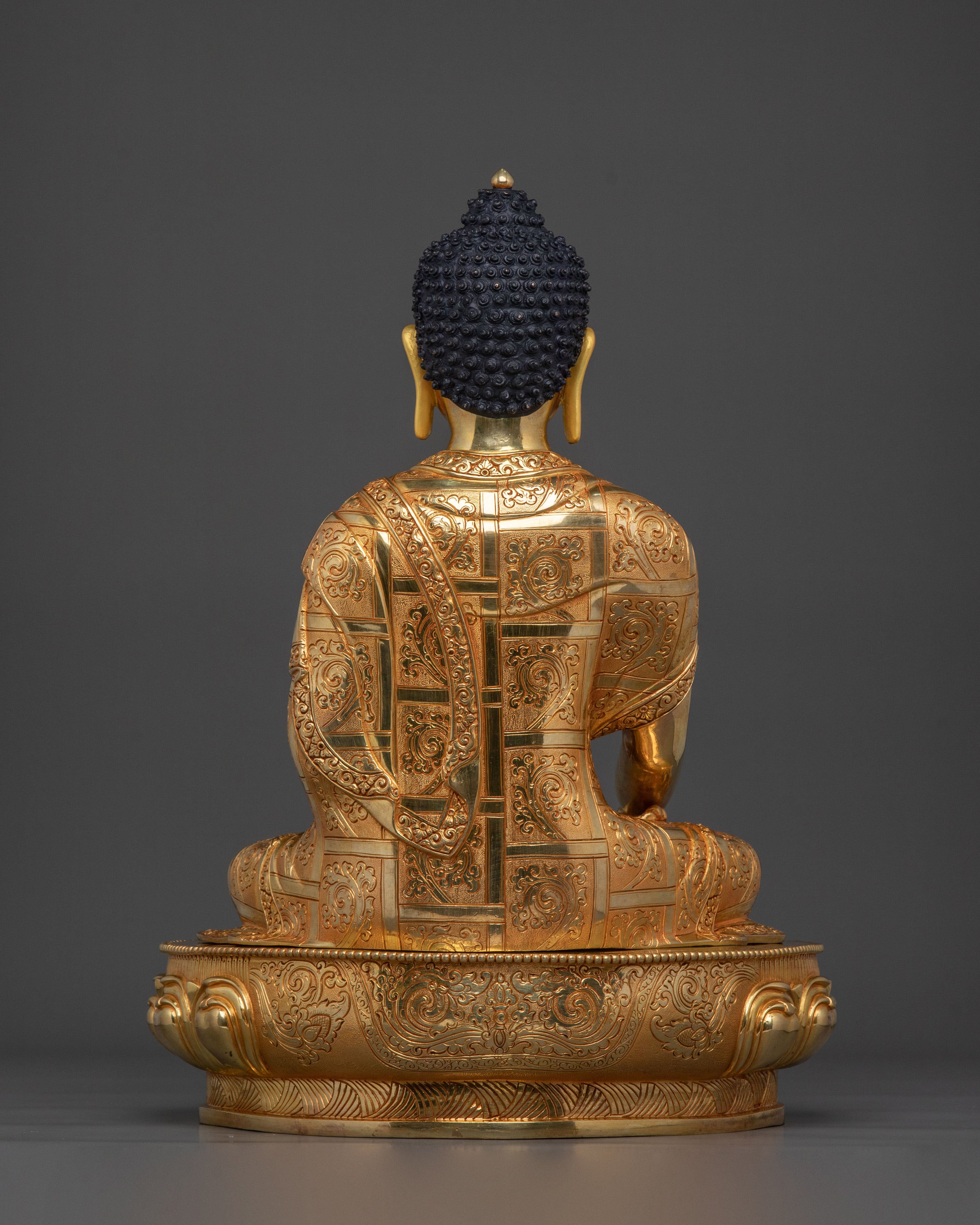 Tibetan Shakyamuni Buddha Fire Gold Gilded Statue