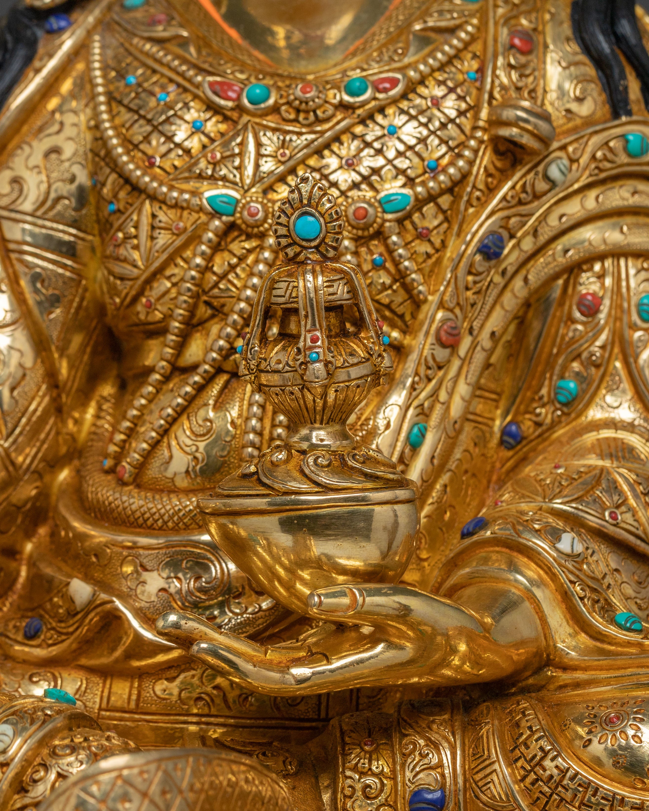 Guru Rinpoche Statue on Throne | Buddhist Master