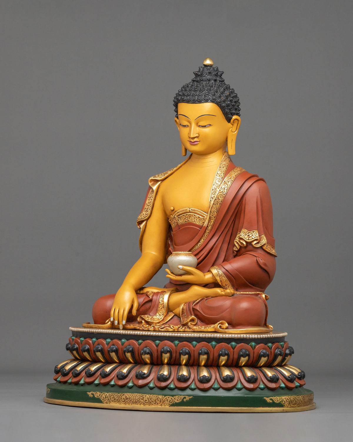 24K Gold Gilded Copper Three Buddha Statue Set | Sacred Buddhist Trio