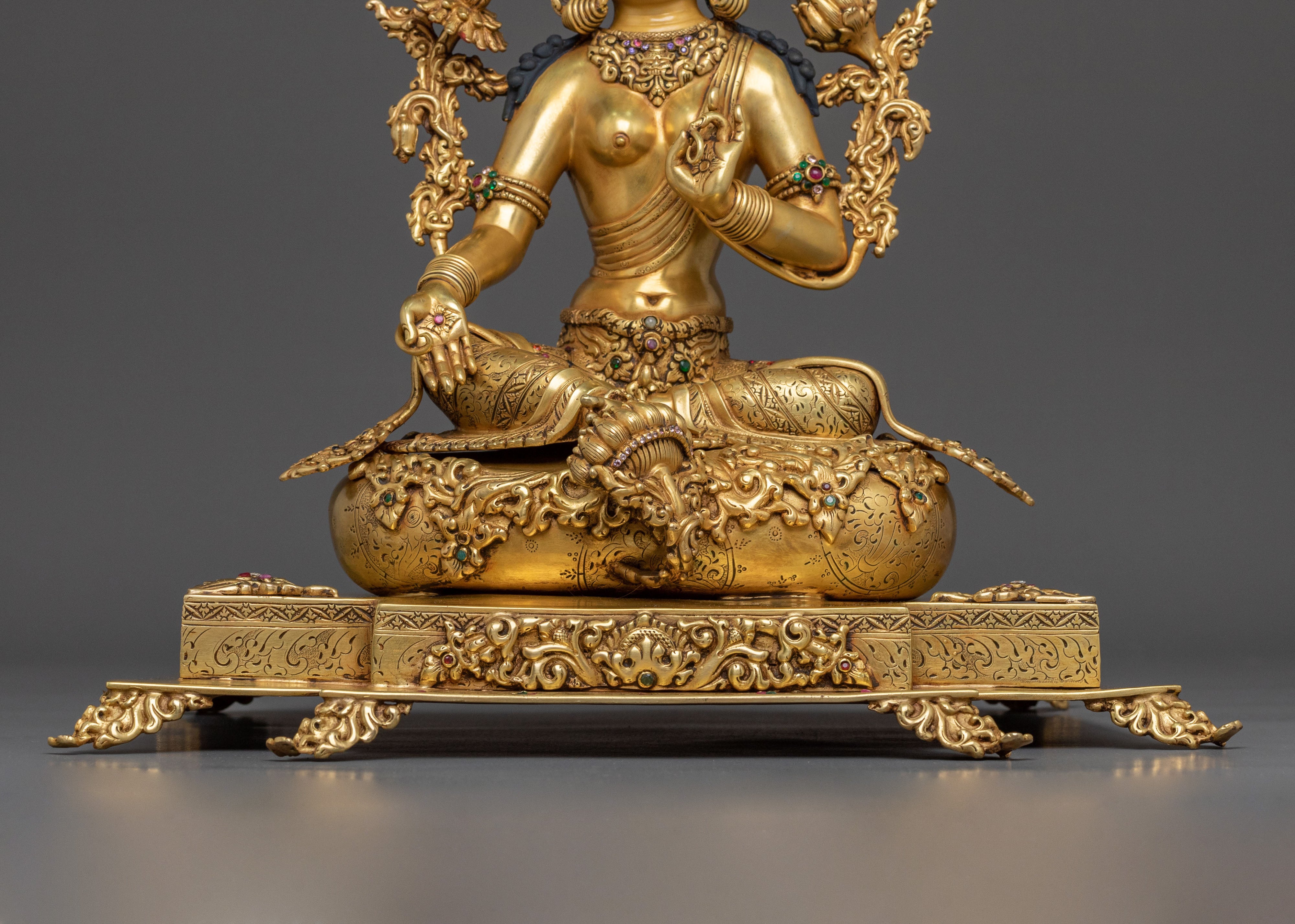 Green Tara Sacred Figurine on Throne | Home Decor