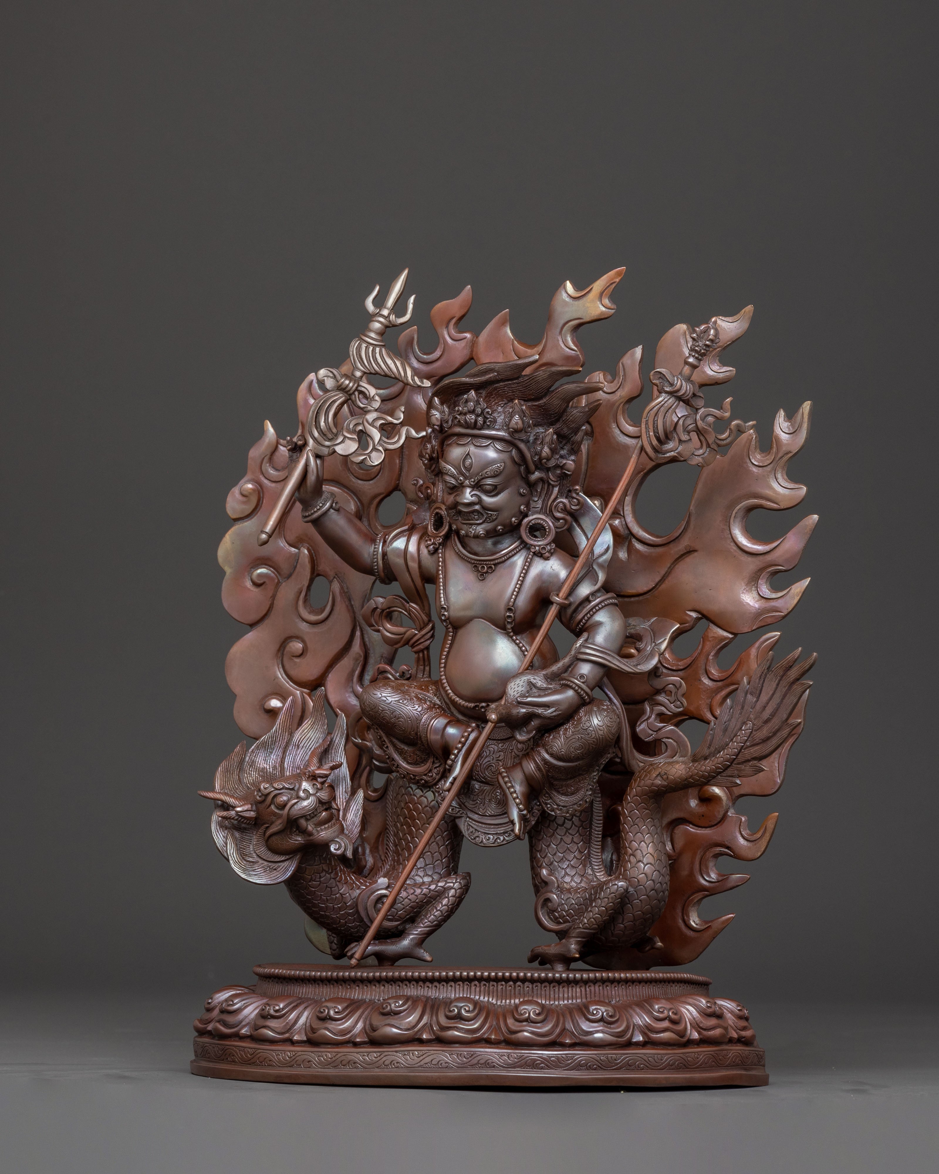 White Dzambhala Abundance Statue | Oxidized Copper Art