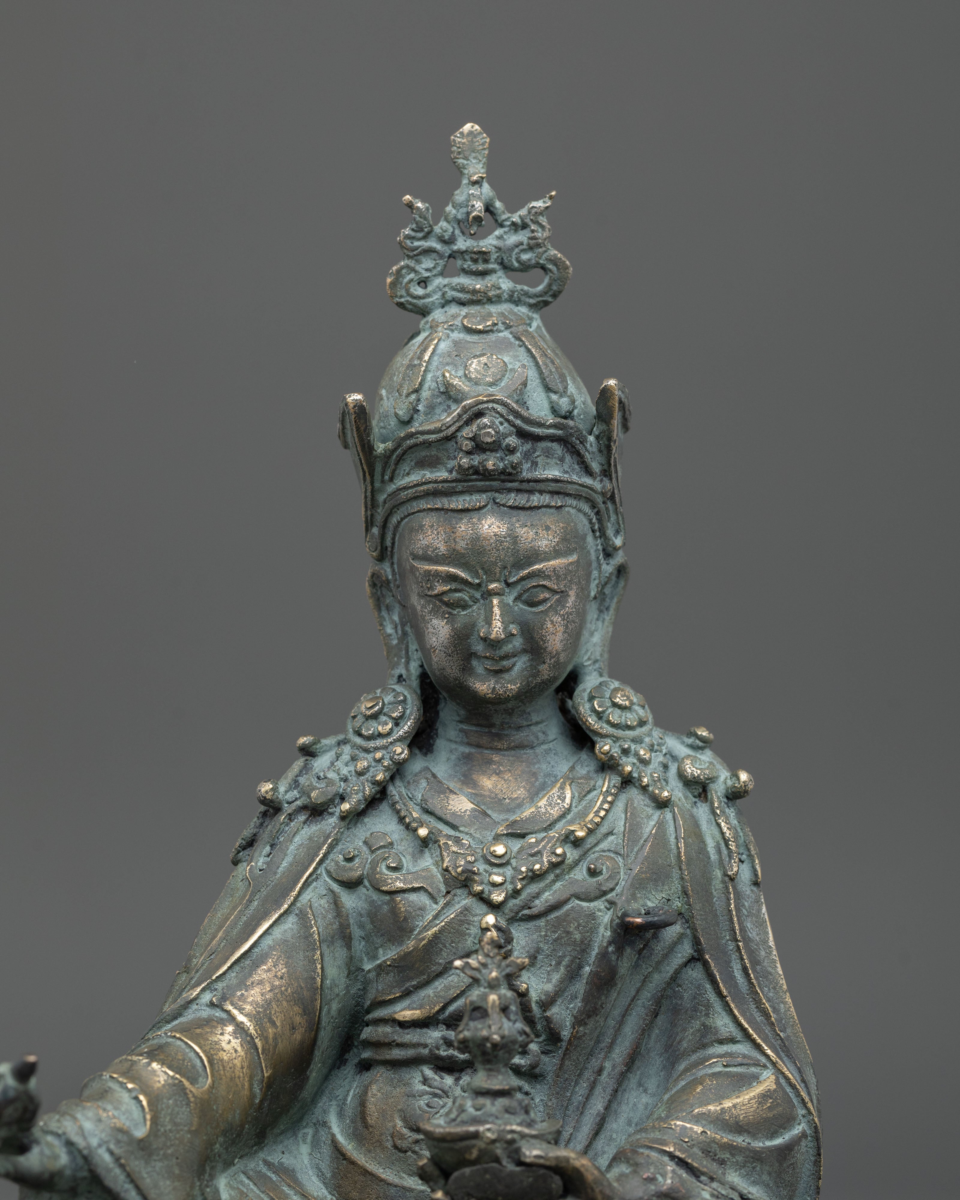 Guru Rinpoche Handmade Copper Statue with Antique Finish