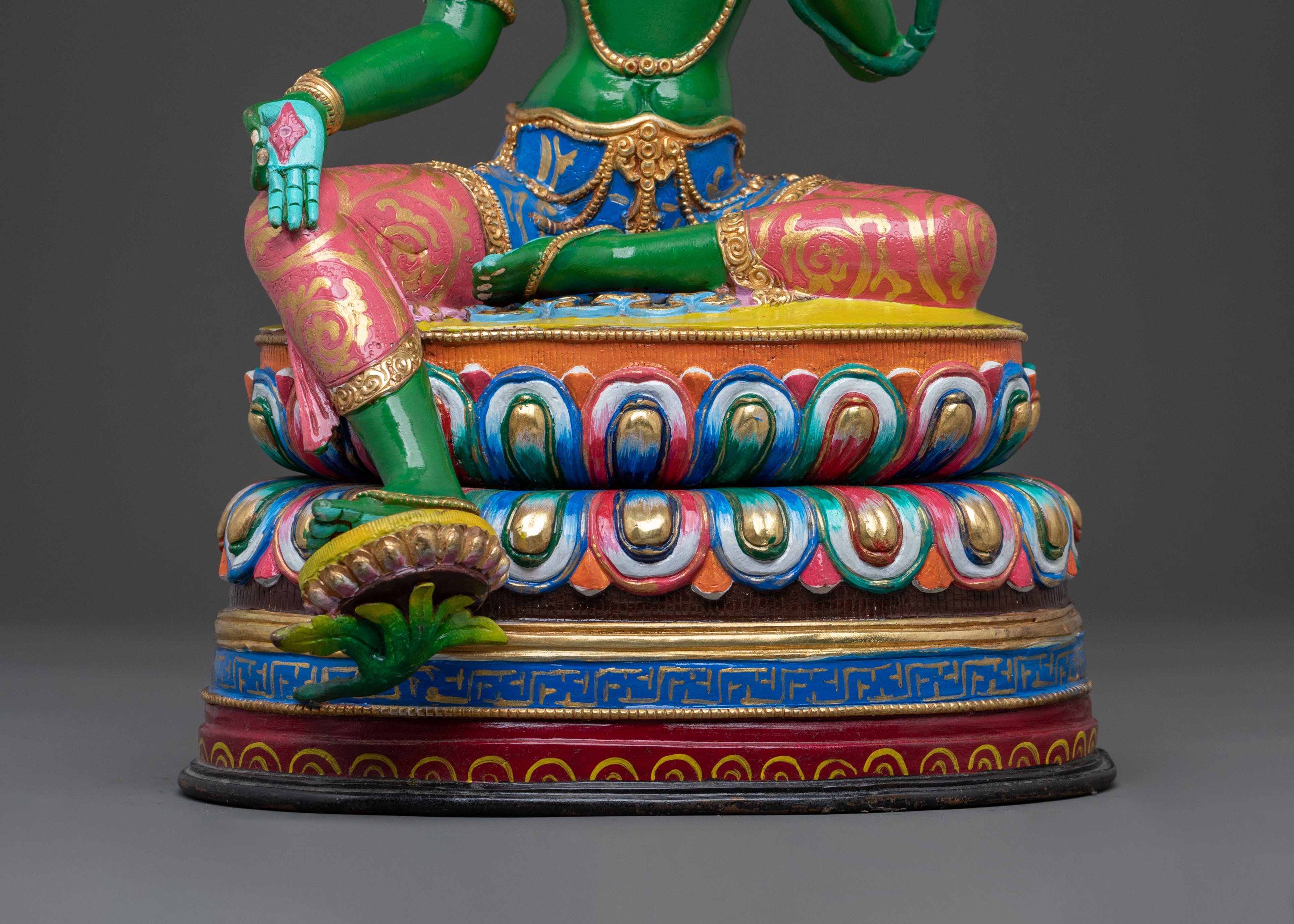 Hand Carved Green Tara Sculpture | Goddess of Compassion & Protection