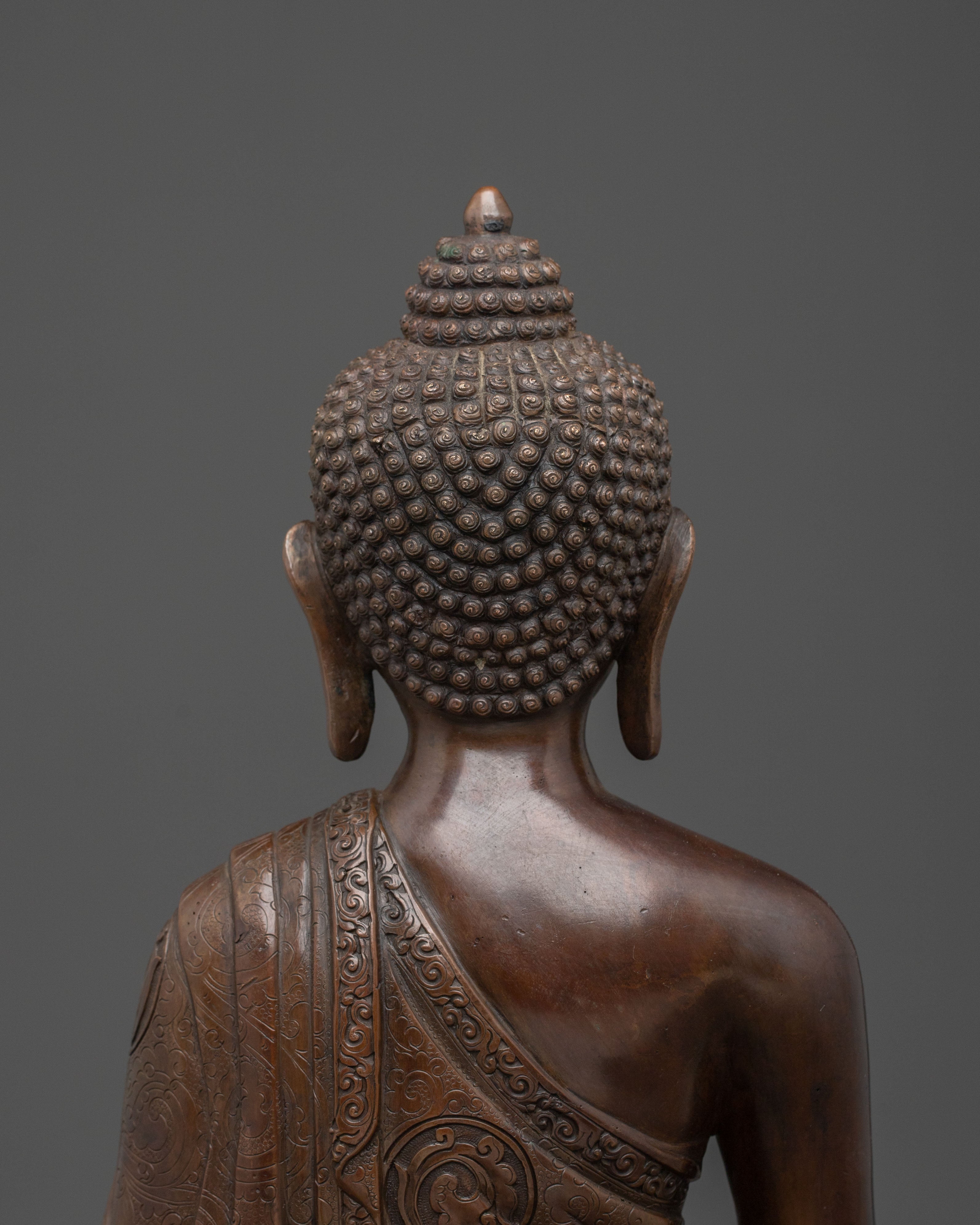 Shakyamuni Buddha Statue | Oxidized Copper Figurine