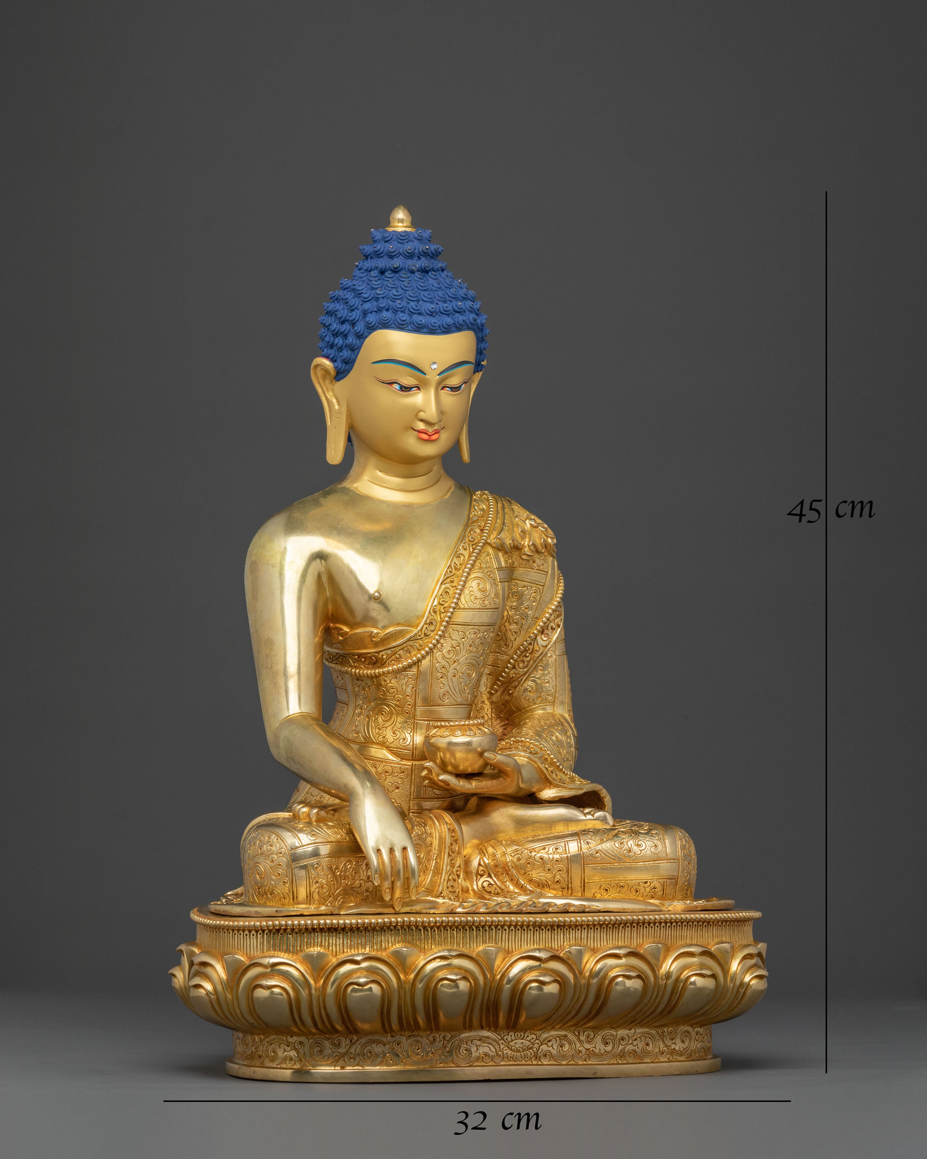 Shakyamuni Spiritual Statue: 24K Gold Gilded Icon