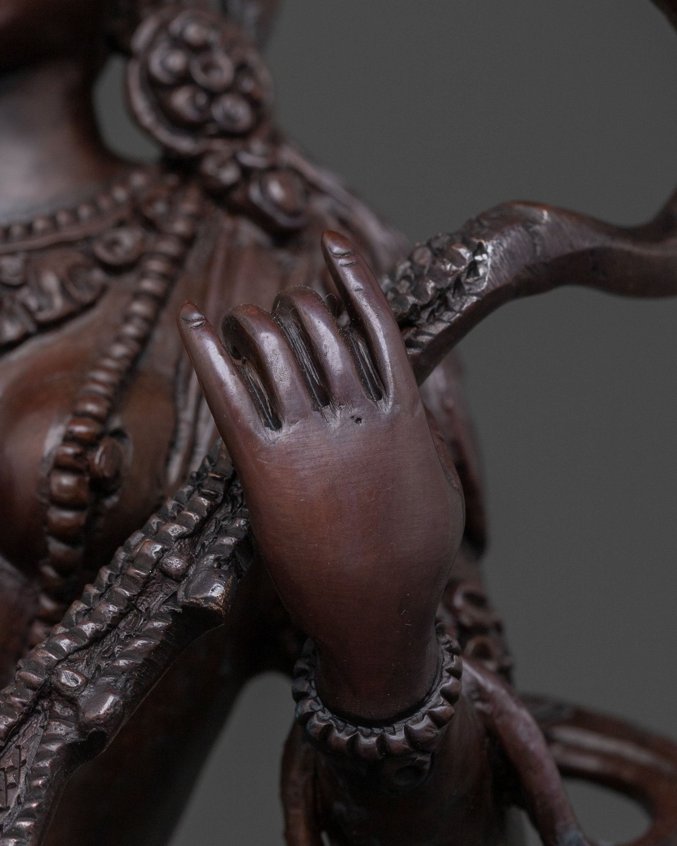 Saraswati Devi: Oxidized Copper Sacred Statue