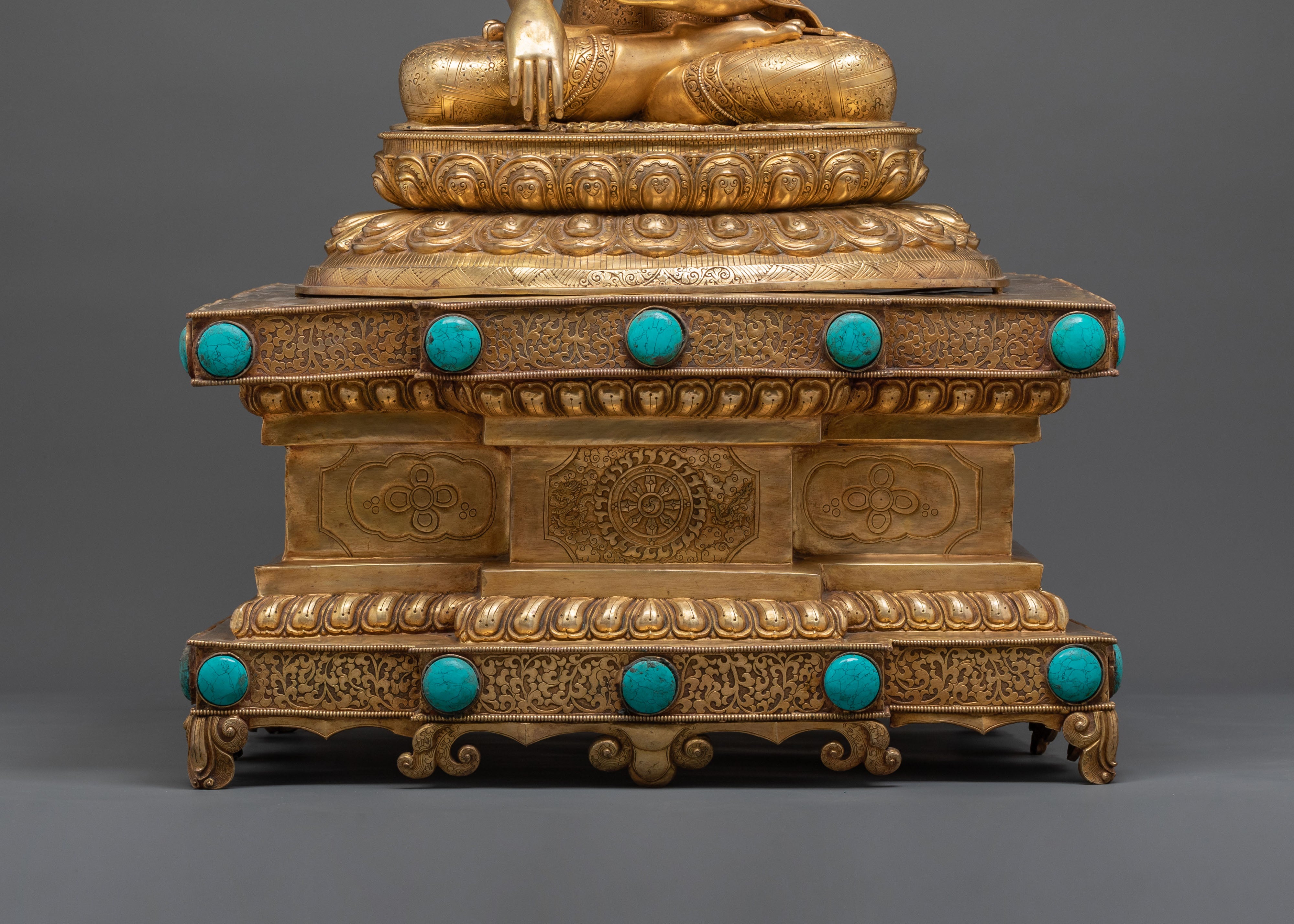 Shakyamuni Buddha Himalayan Statue Seated on a Throne