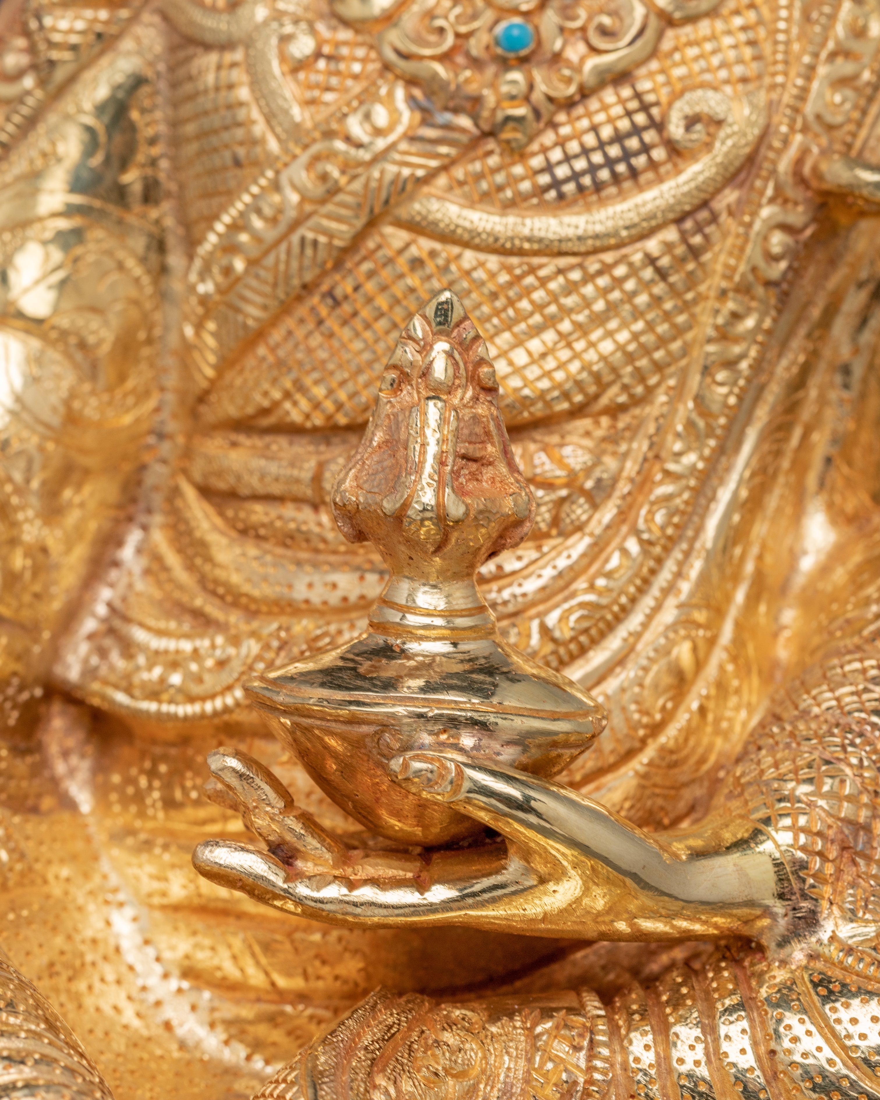 Golden Padmasambhava Handmade Statue | Guru Rinpoche Artwork