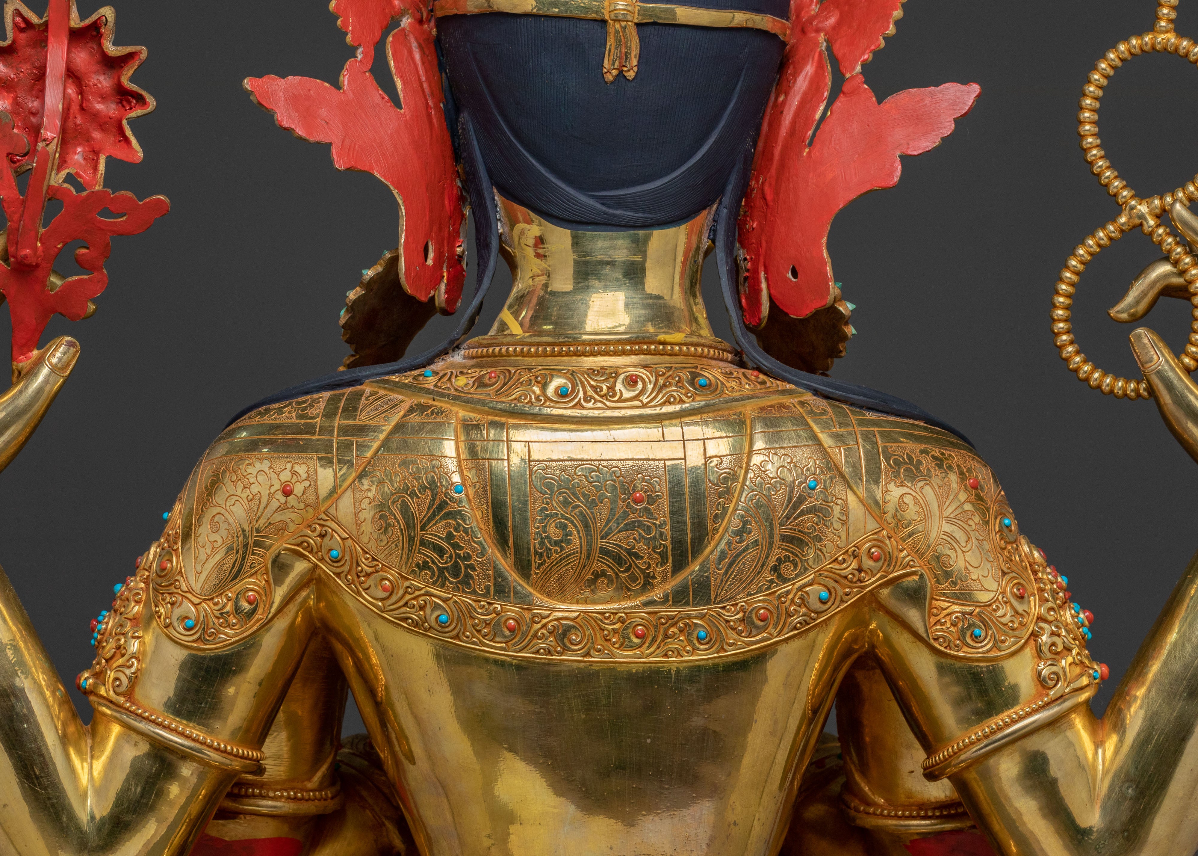 Chenrezig Divine Statue | 24K Gold Gilded Copper Statue