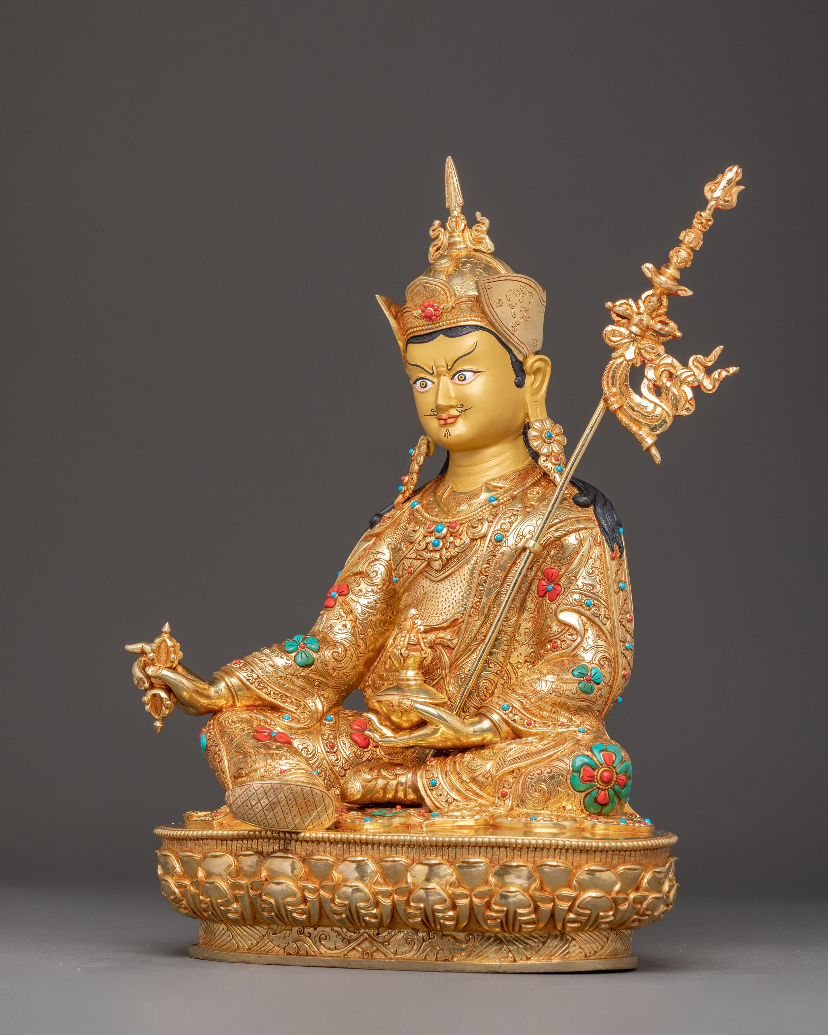Handmade Copper Sculpture of Padmasambhava | Tibetan Buddhism Icon