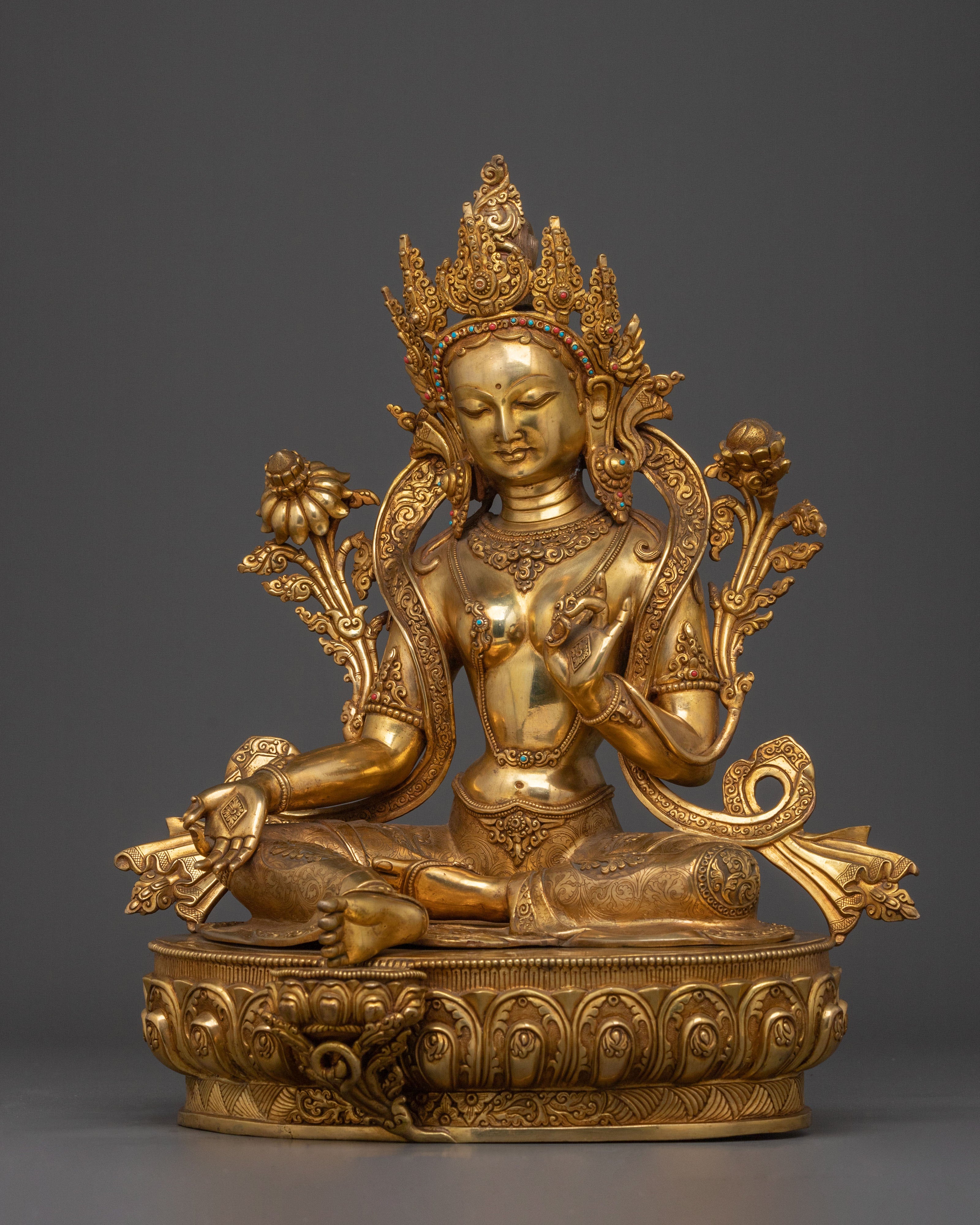 Handmade Green Tara Statue | Compassionate Goddess