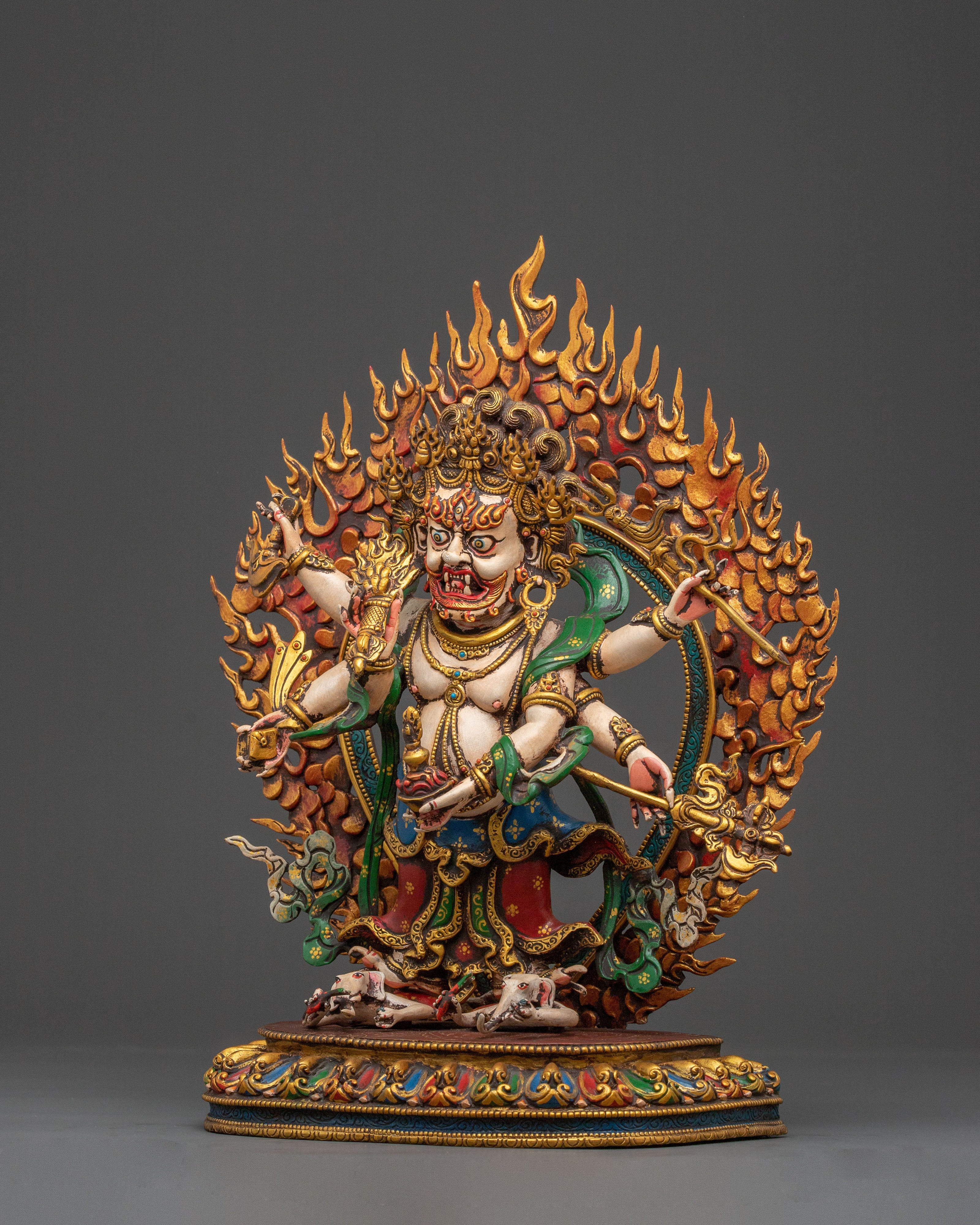 White Mahakala Buddhist Guardian | Handcrafted Statue