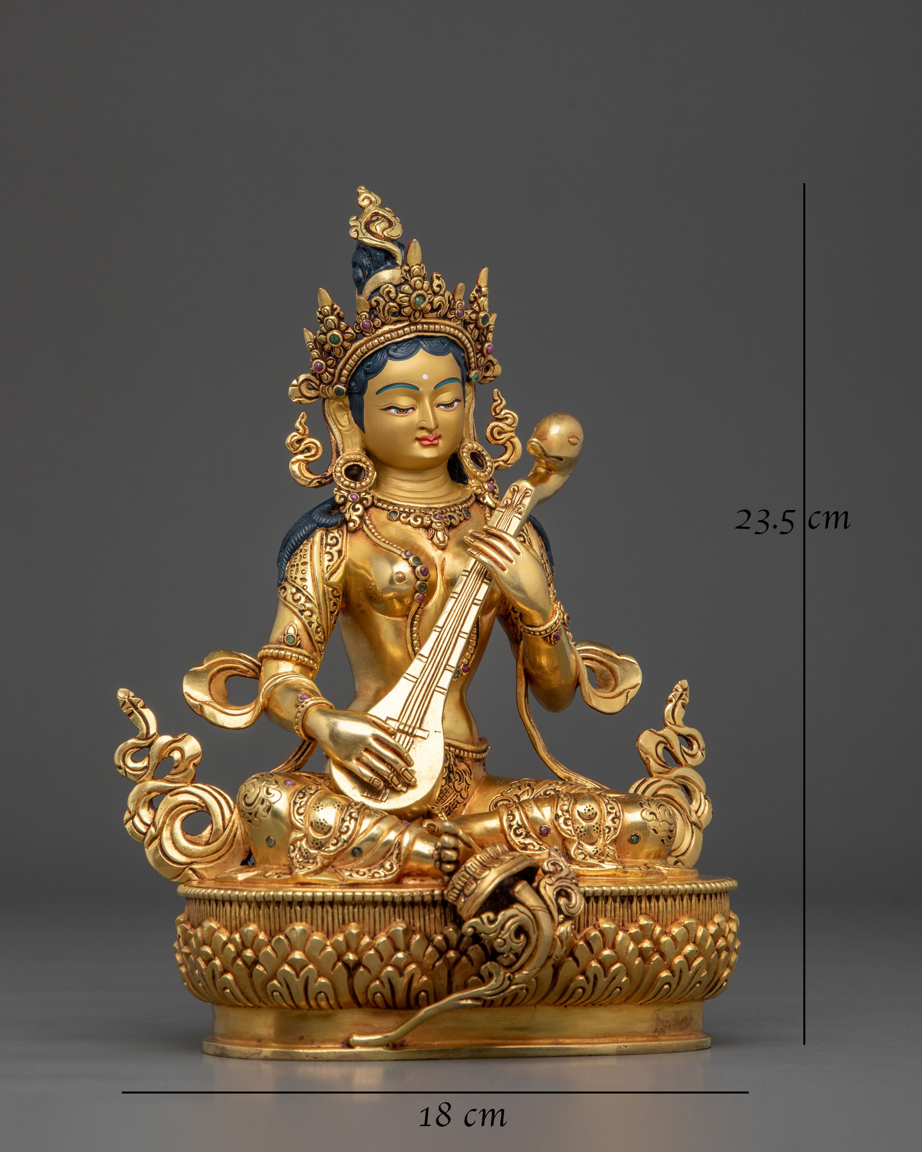 Devi Saraswati Sacred Statue | 24K Gold Gilded
