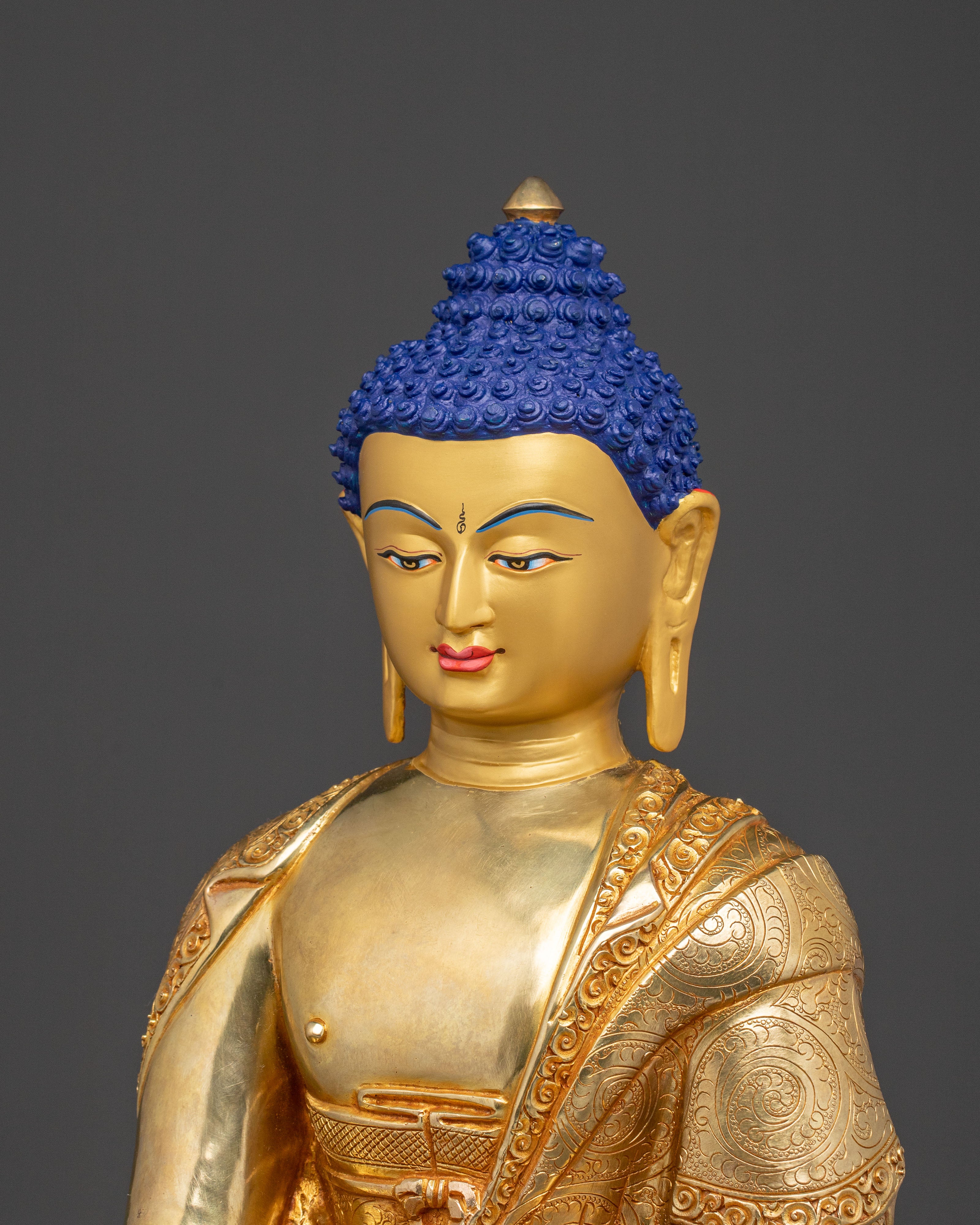 Golden Shakyamuni Buddha Sacred Statue | 24k Gold Glided