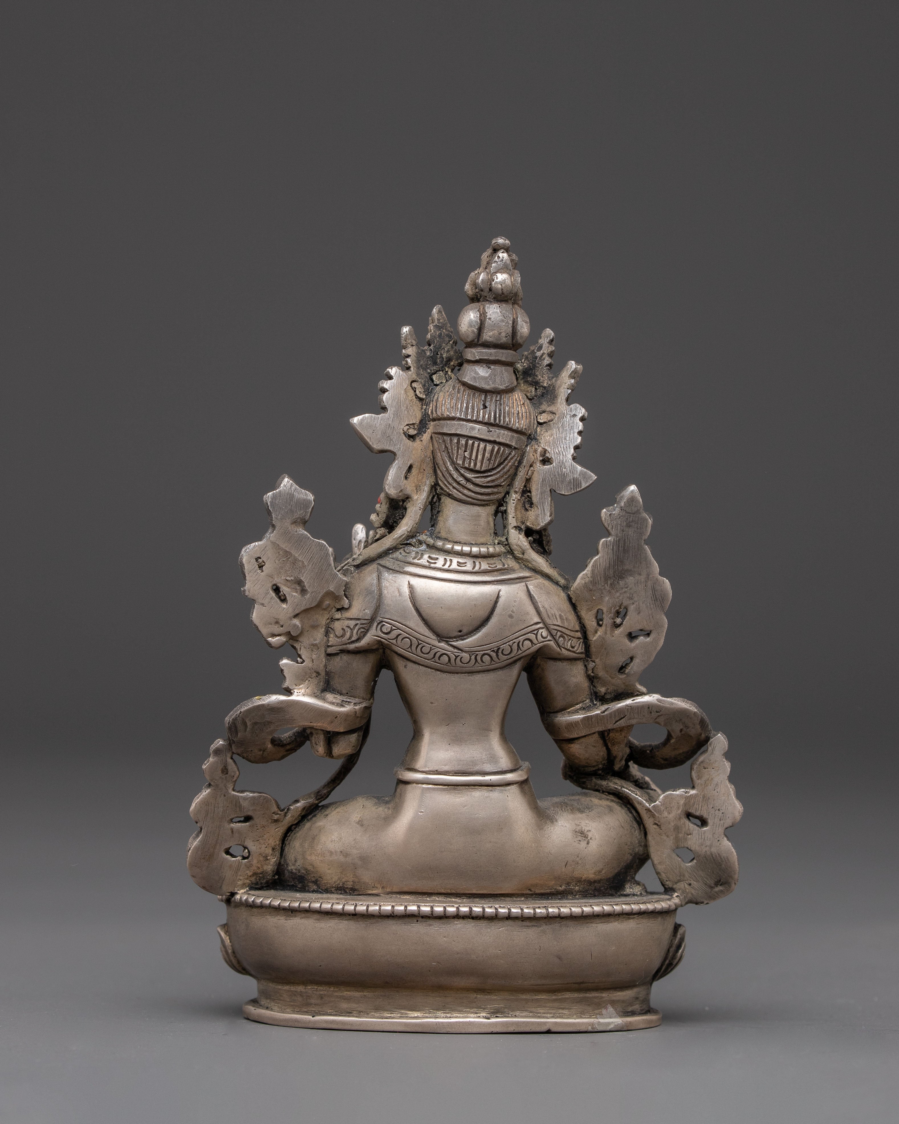 Handmade Silver Statue of Green Tara | Goddess of Compassion and Protection