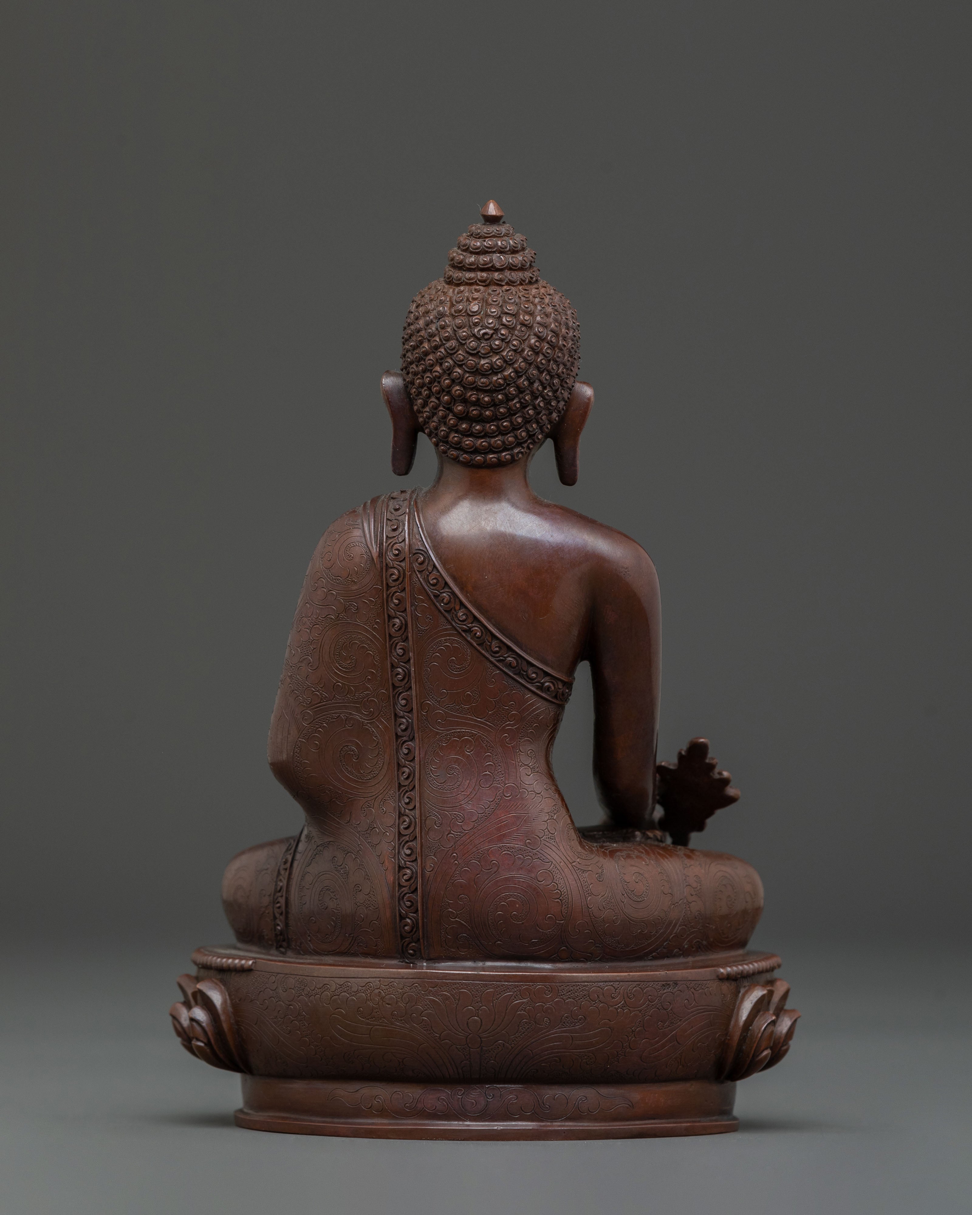 Handmade Medicine Buddha: Oxidized Copper Figurine