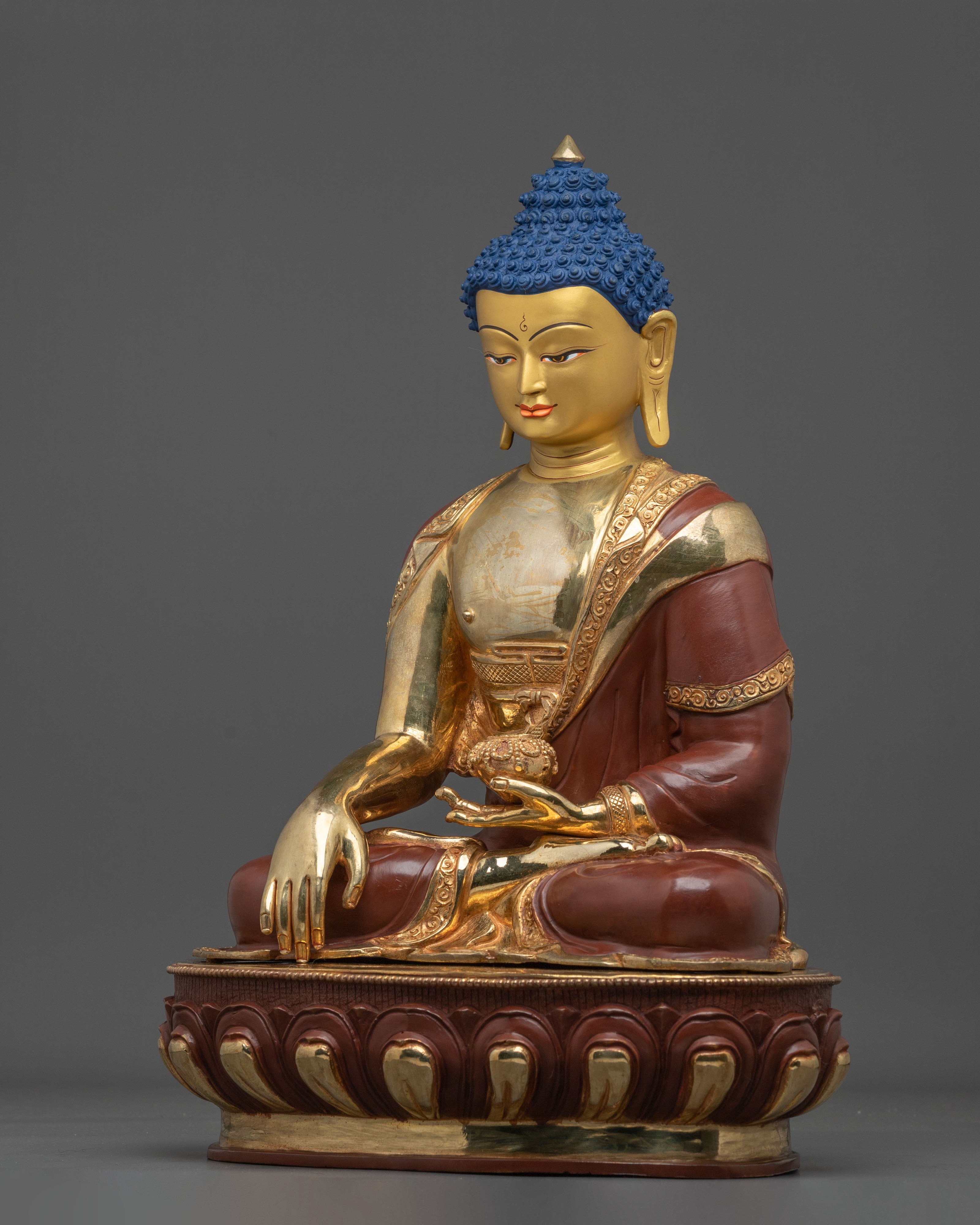 Buddha Dharma Sangha: Oxidized Copper Buddha Statue Set