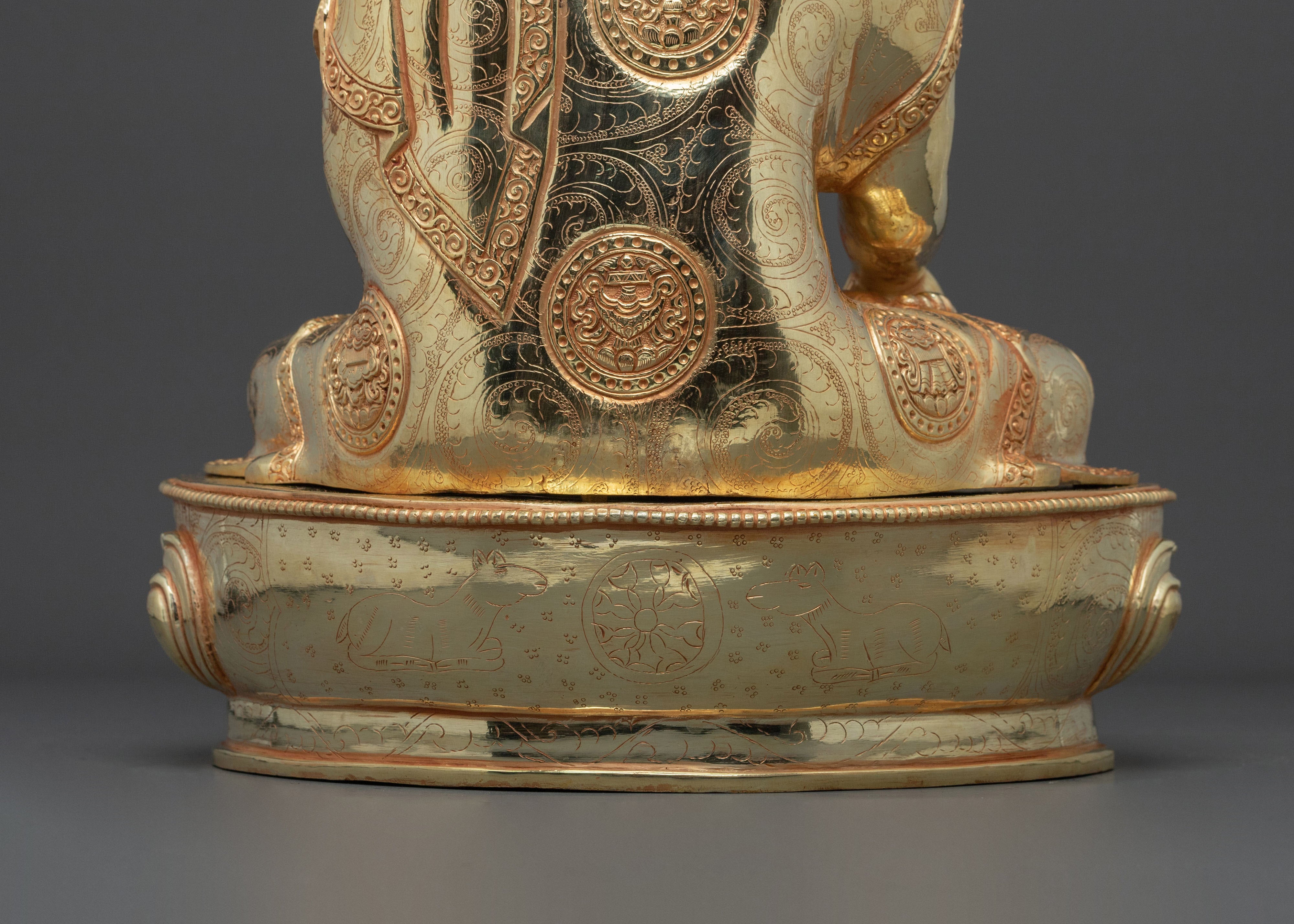 Elegant Shakyamuni Buddha Sculpture | 24K Gold Gilded