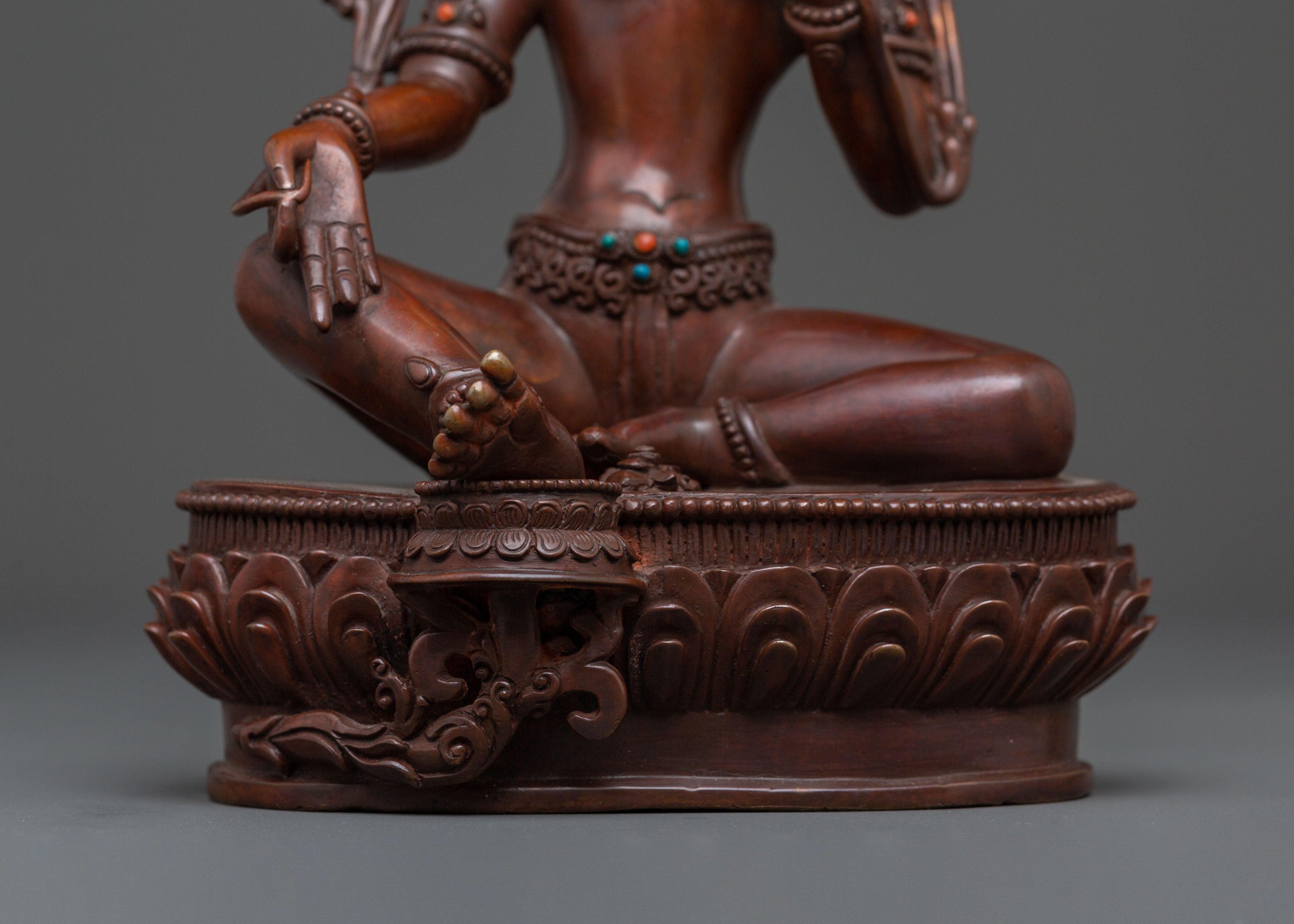 Mother Green Tara Statue | Oxidized Copper Body