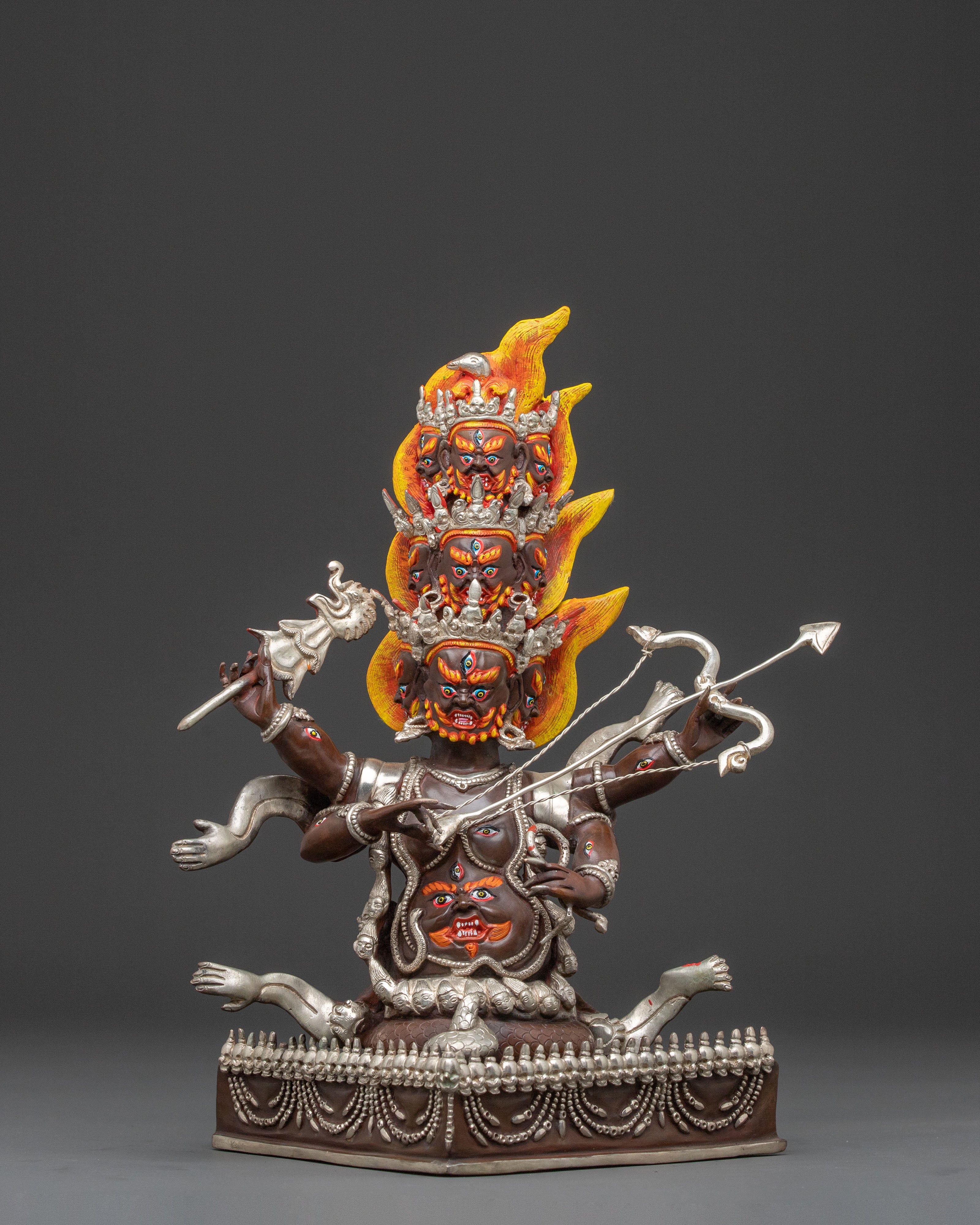 Rahula Guardian Statue: Oxidized Copper Serenity