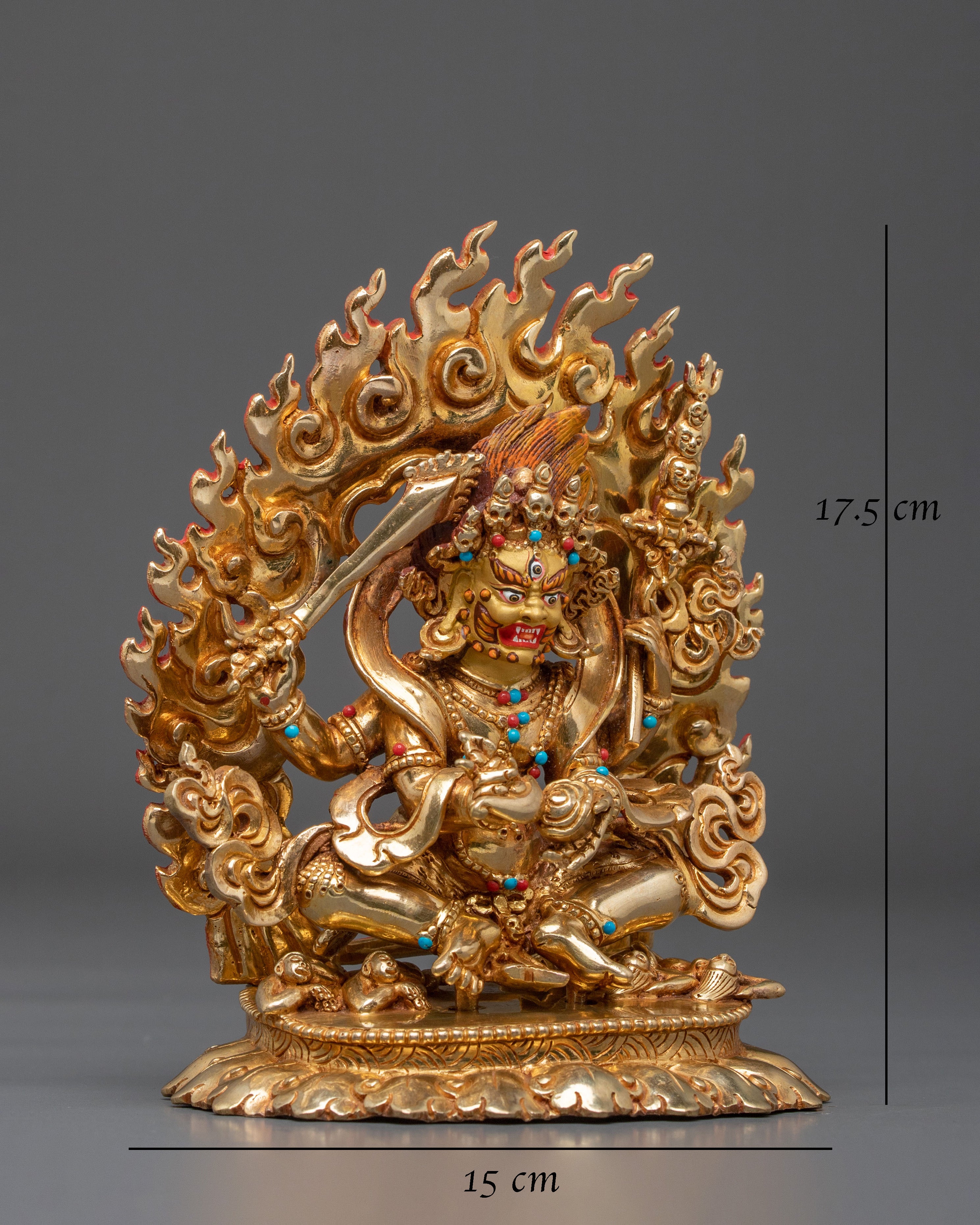 Four-Armed Mahakala Statue: Wrathful Protector of Dharma